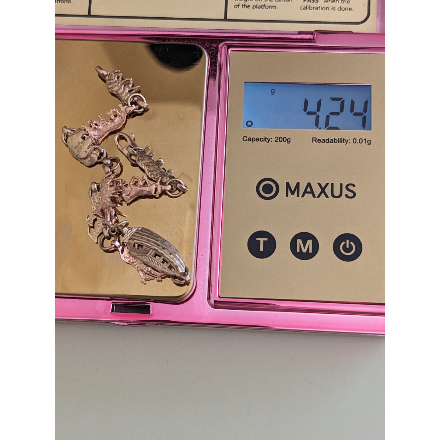 Vintage 10k Yellow & Rose Gold Noah's Ark Charm Bracelet 7in