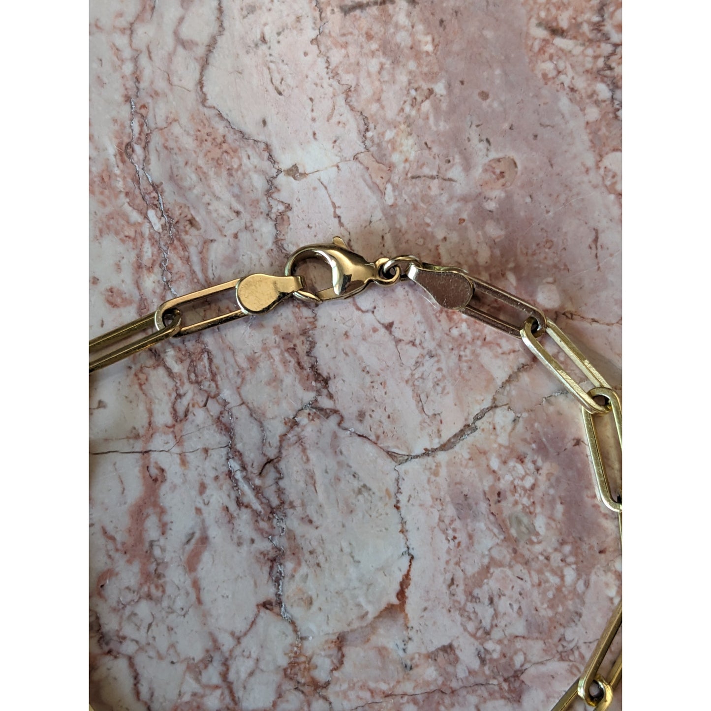 Vintage 14k Yellow Gold Thin Paperclip Chain Bracelet 7in