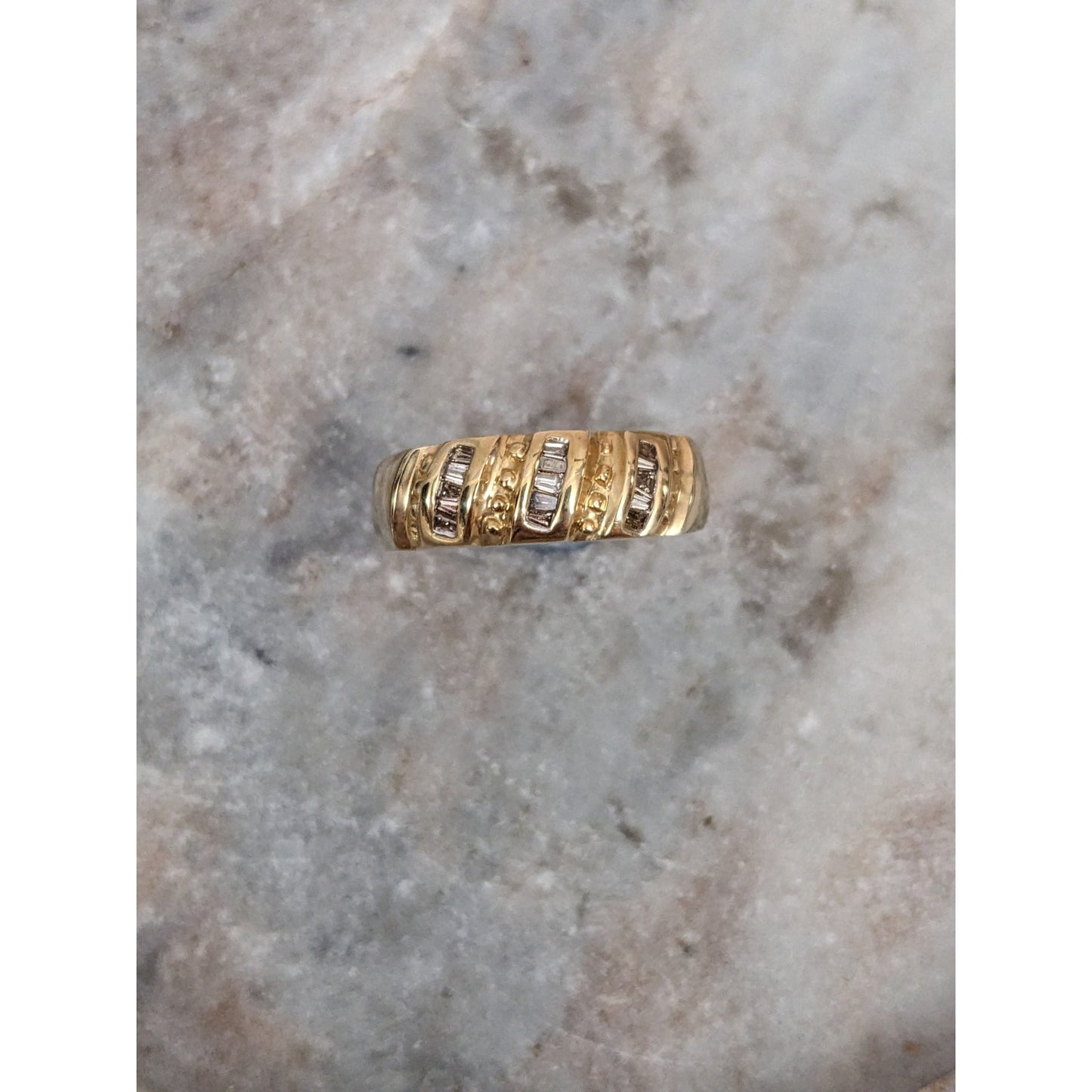 Vintage 14k Yellow Gold Baguette Diamond Ring Size 9.25 US