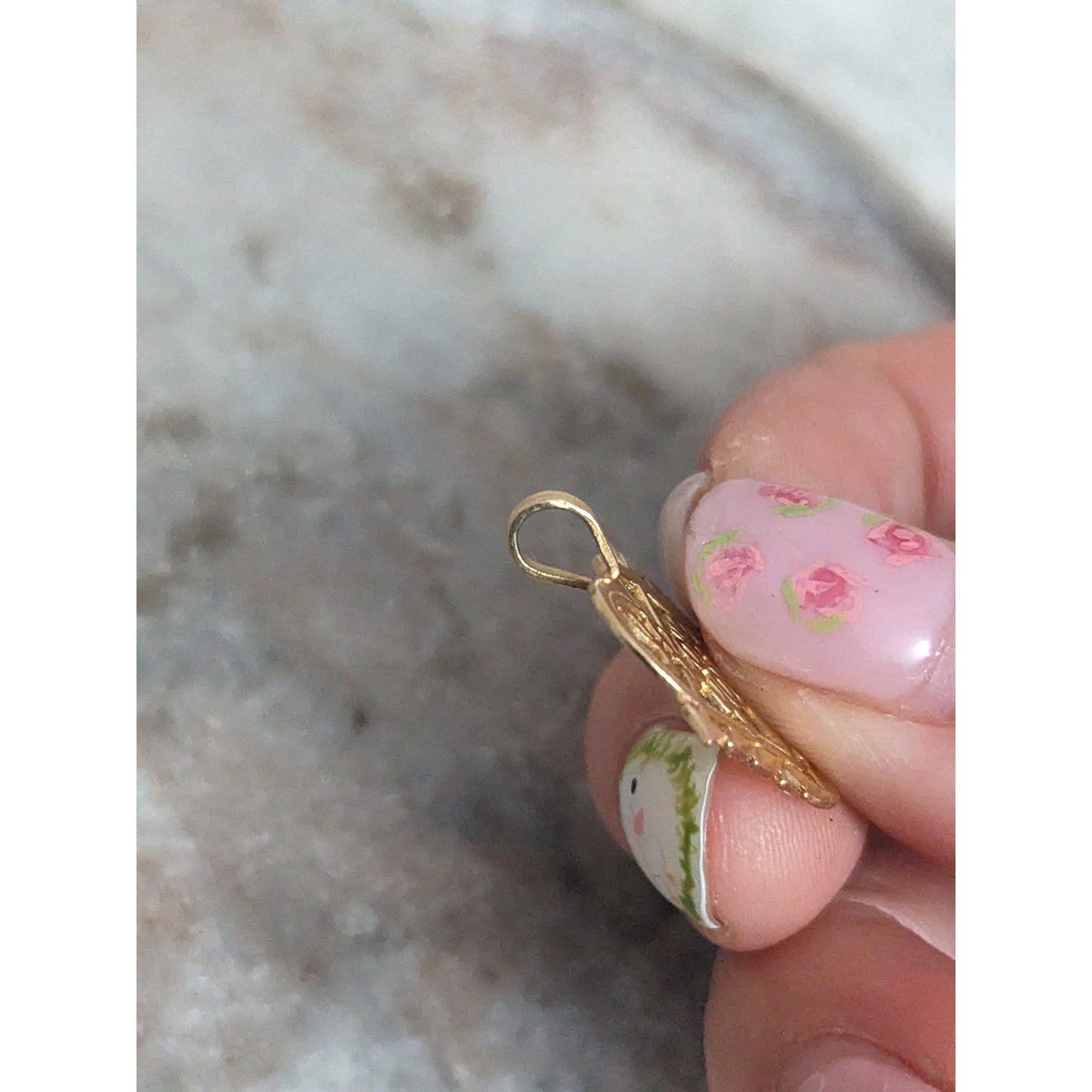 Vintage 14k Yellow Gold "I Love You" Heart Carved Charm Pendant