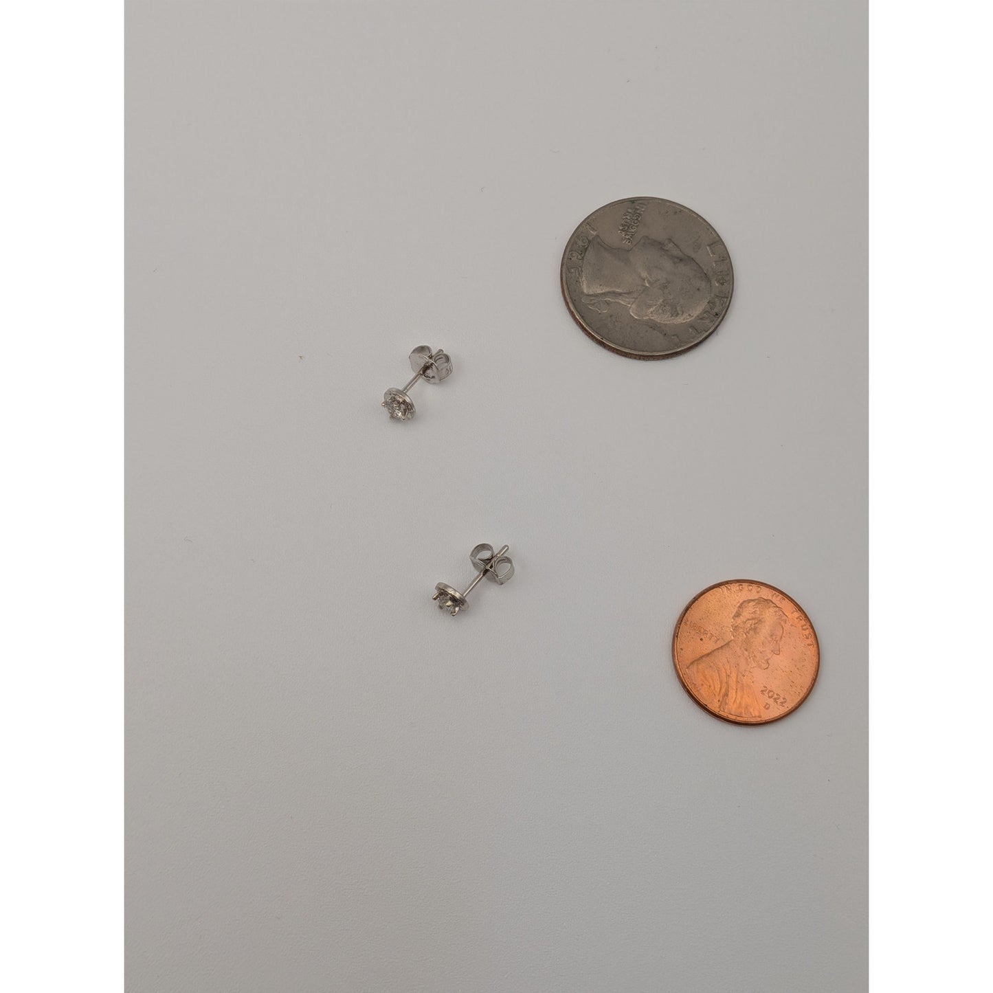 Estate 14k White Gold Illusion Studs with Diamond Center