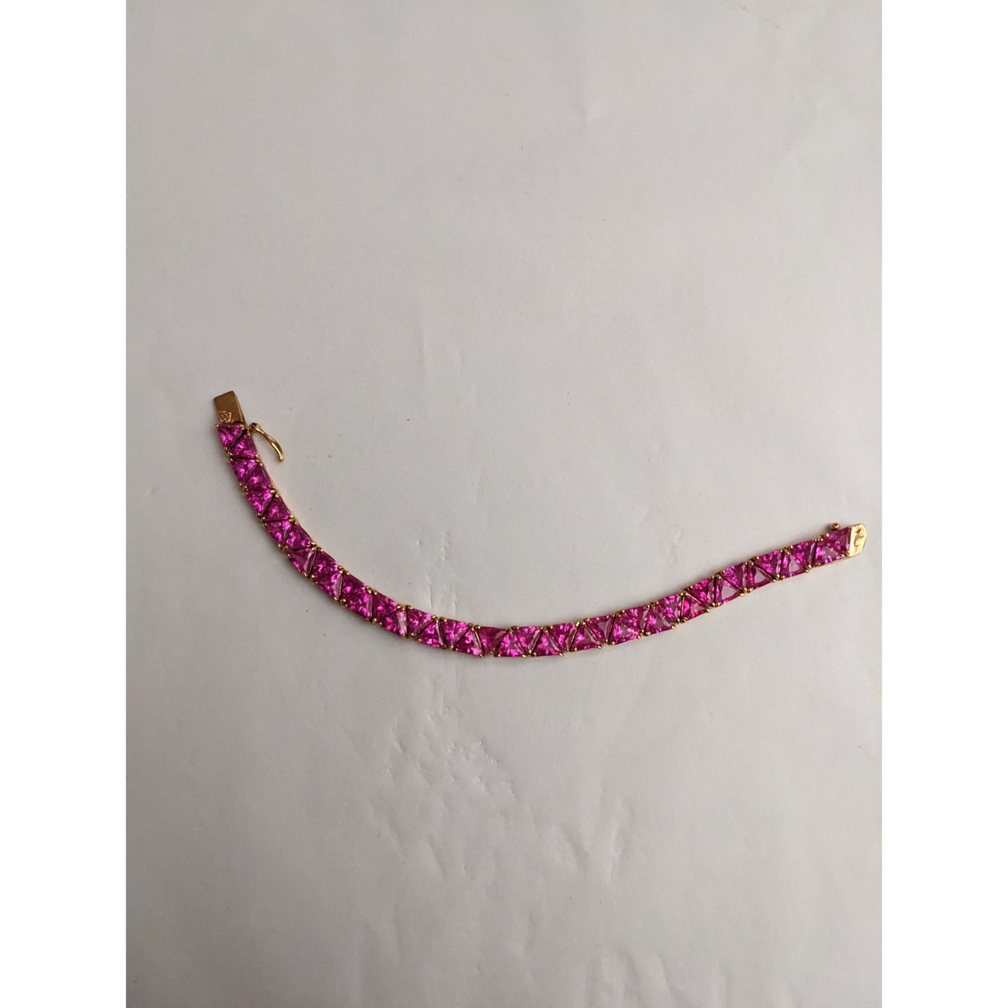 Rose Gold Plated Tennis Bracelet in 925 Pink Stones 7.5in