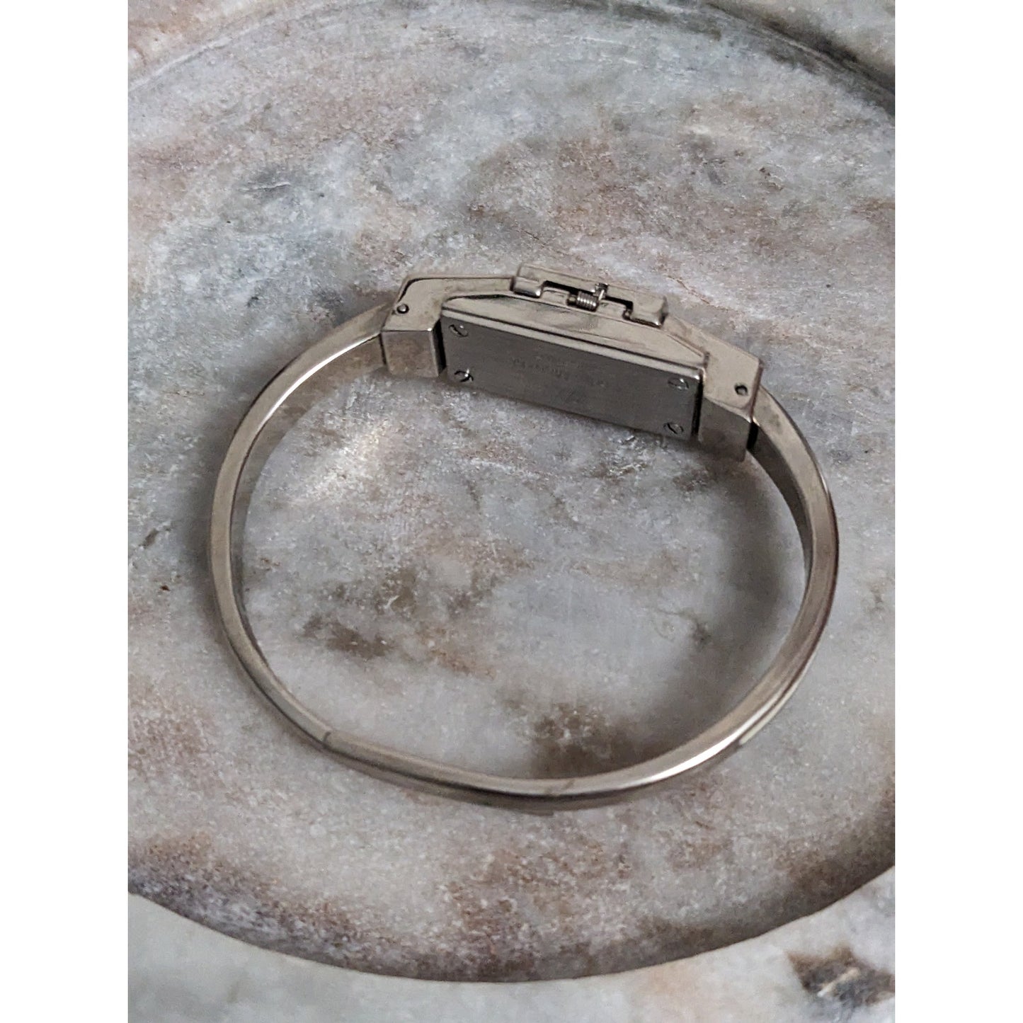 Vintage Andre Mouche Silver Tone Peek a boo Watch Red Floral Enamel Working