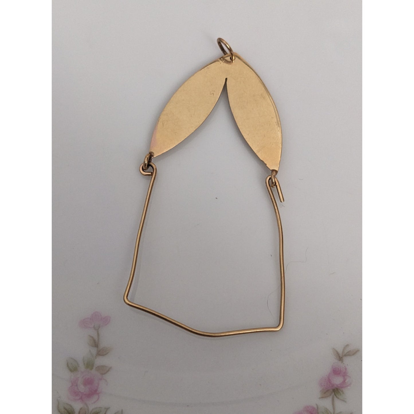 Vintage 14k Yellow Gold Two Leaf Charm Holder Pendant