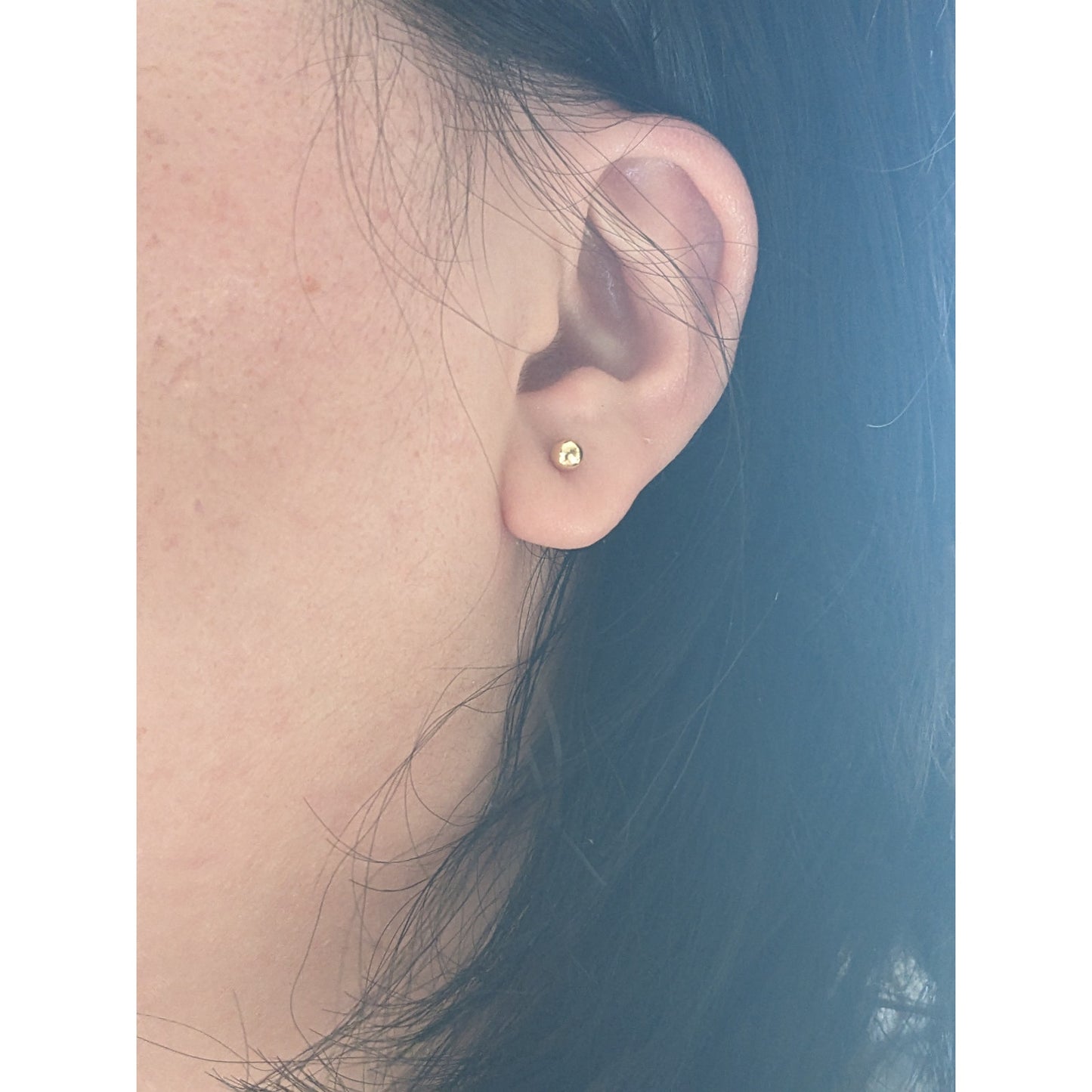 Estate 14k Yellow Gold Hollow DAINTY SUPER TINY Simple Ball Stud Earrings