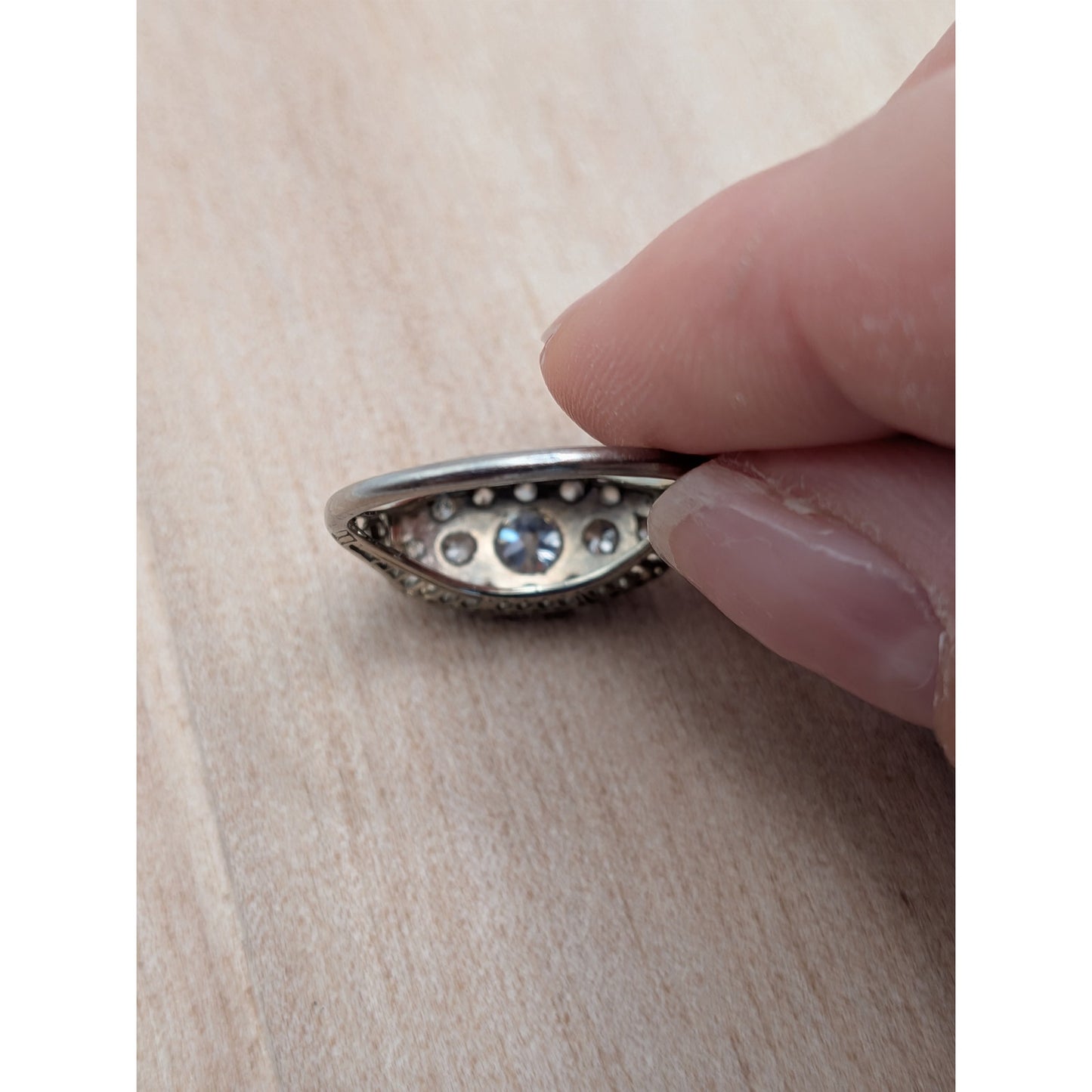 Antique 18k White Gold Cluster Ring Size 5.25 w/ 0.75cttw Diamonds
