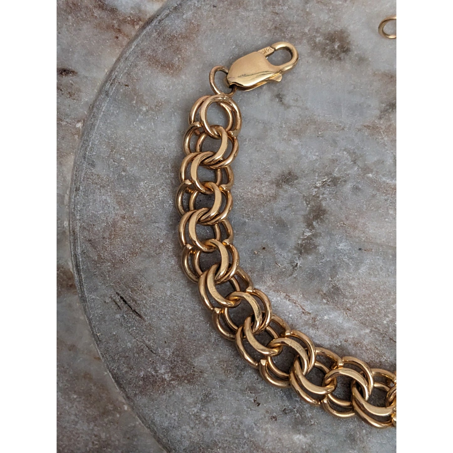 Vintage 14k Yellow Gold Hefty Double Curb Link Bracelet 8in ~26.4g