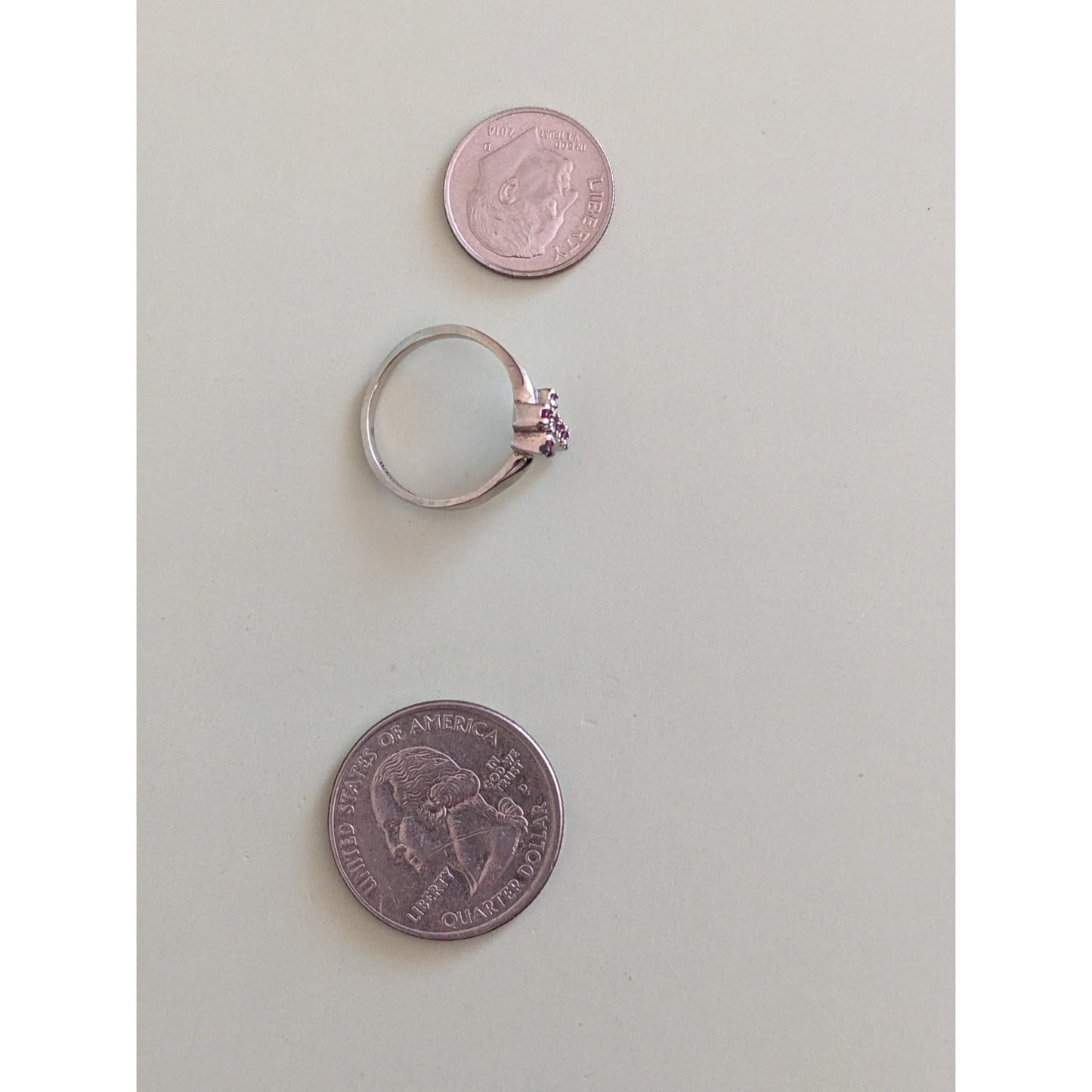 Vintage 10k White Gold Spinel Cross Shaped Ring Size 6