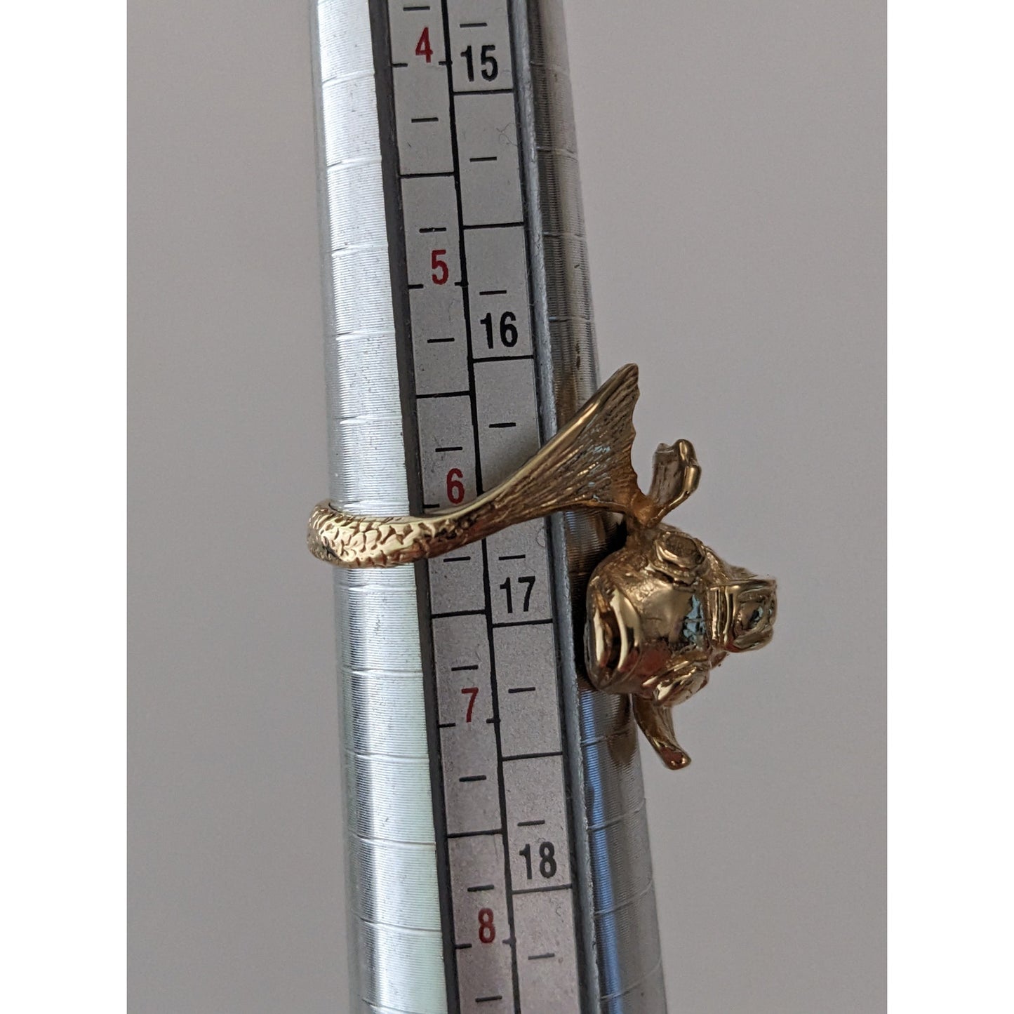 Vintage 14k Yellow Gold Small Koi Fish Bypass Ring Size 6