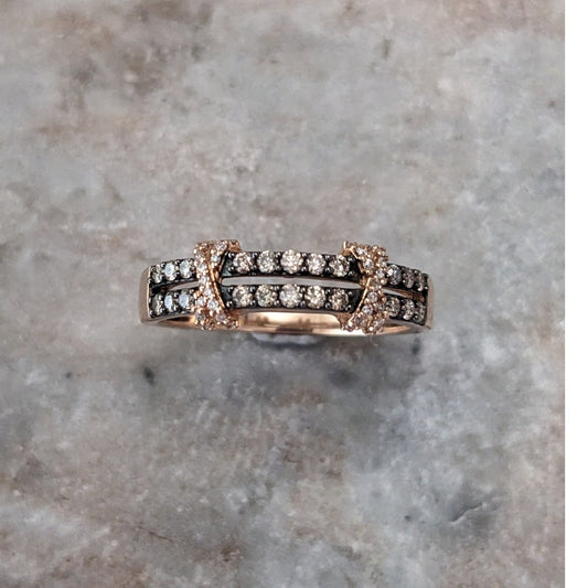 Estate 14k Rose Gold Le Vian Light Brown Diamond Ring Size 12