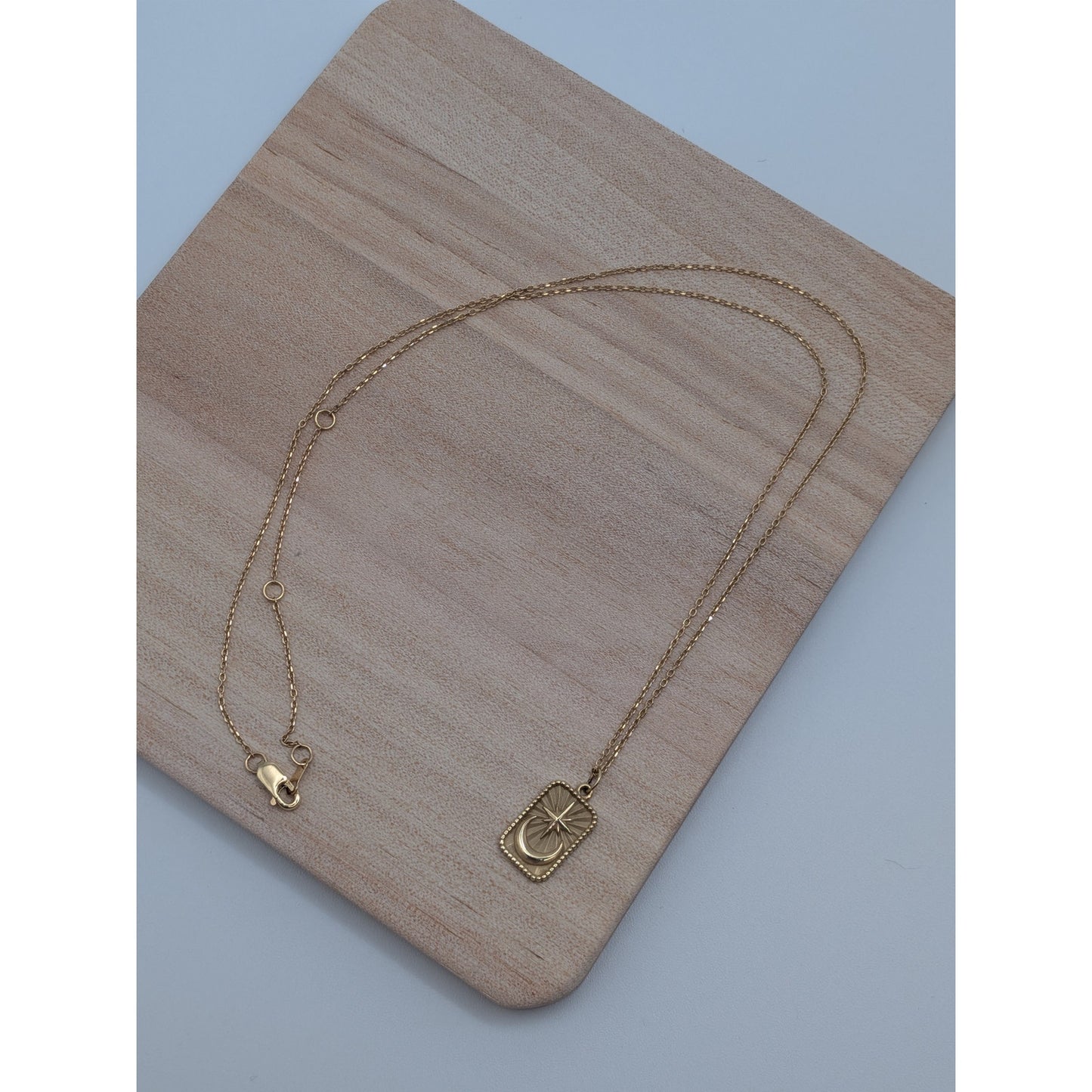 Estate 14k Yellow Gold Celestial Moon and Star Pendant Necklace