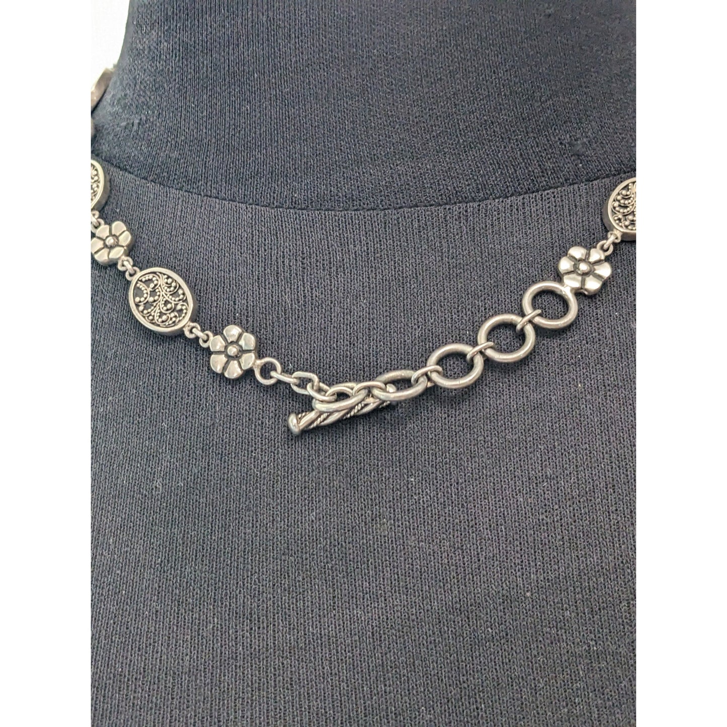 Vintage Sterling Silver 925 Lois Hill Daisy Flower Drop Necklace 16-18in