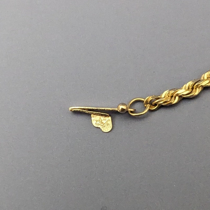 Vintage Estate 14k Yellow Gold Semi Thick Rope Chain Necklace 24in