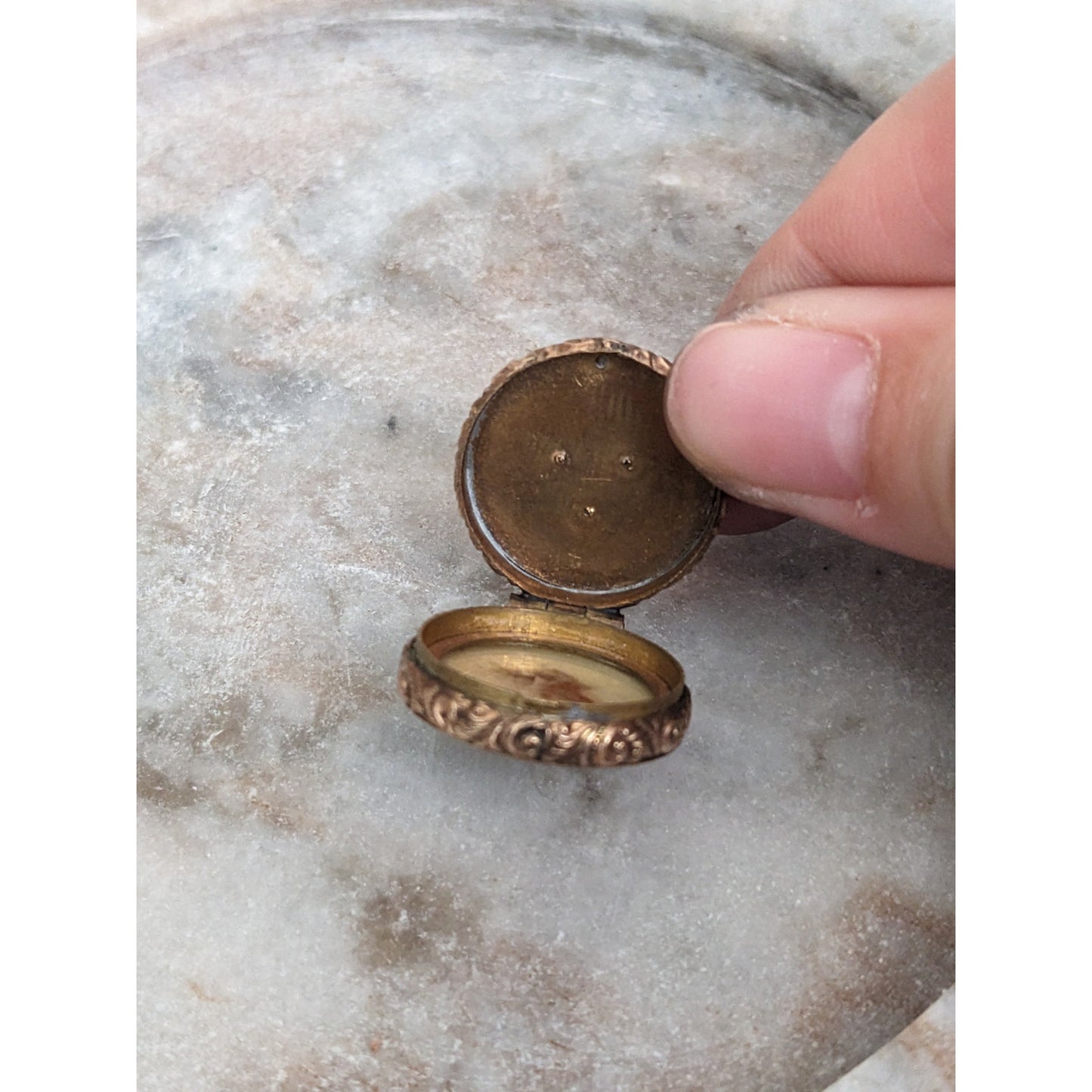 Vintage Victorian Gold Filled Locket with Pink and White Stones