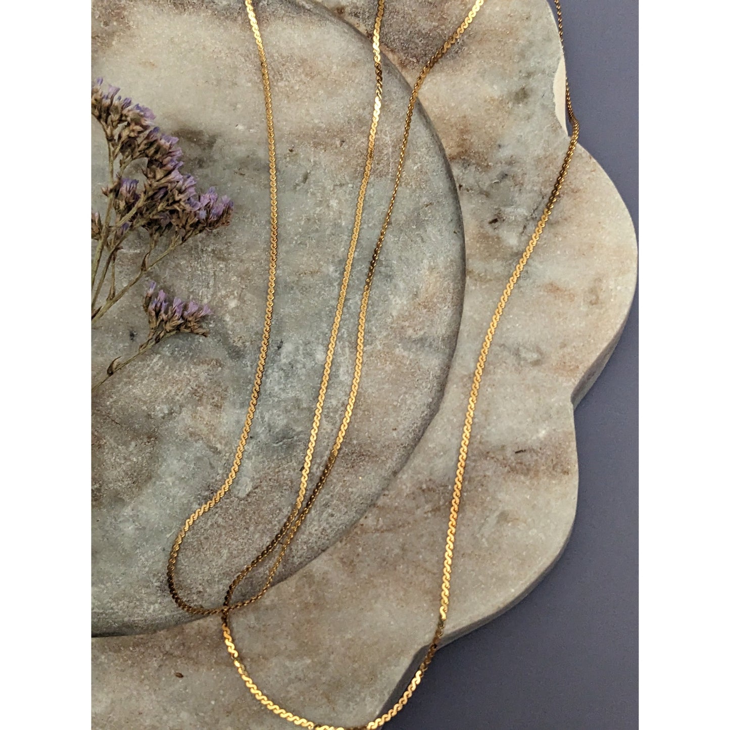 Estate 14k Yellow Gold Flat Chain Necklace 24in