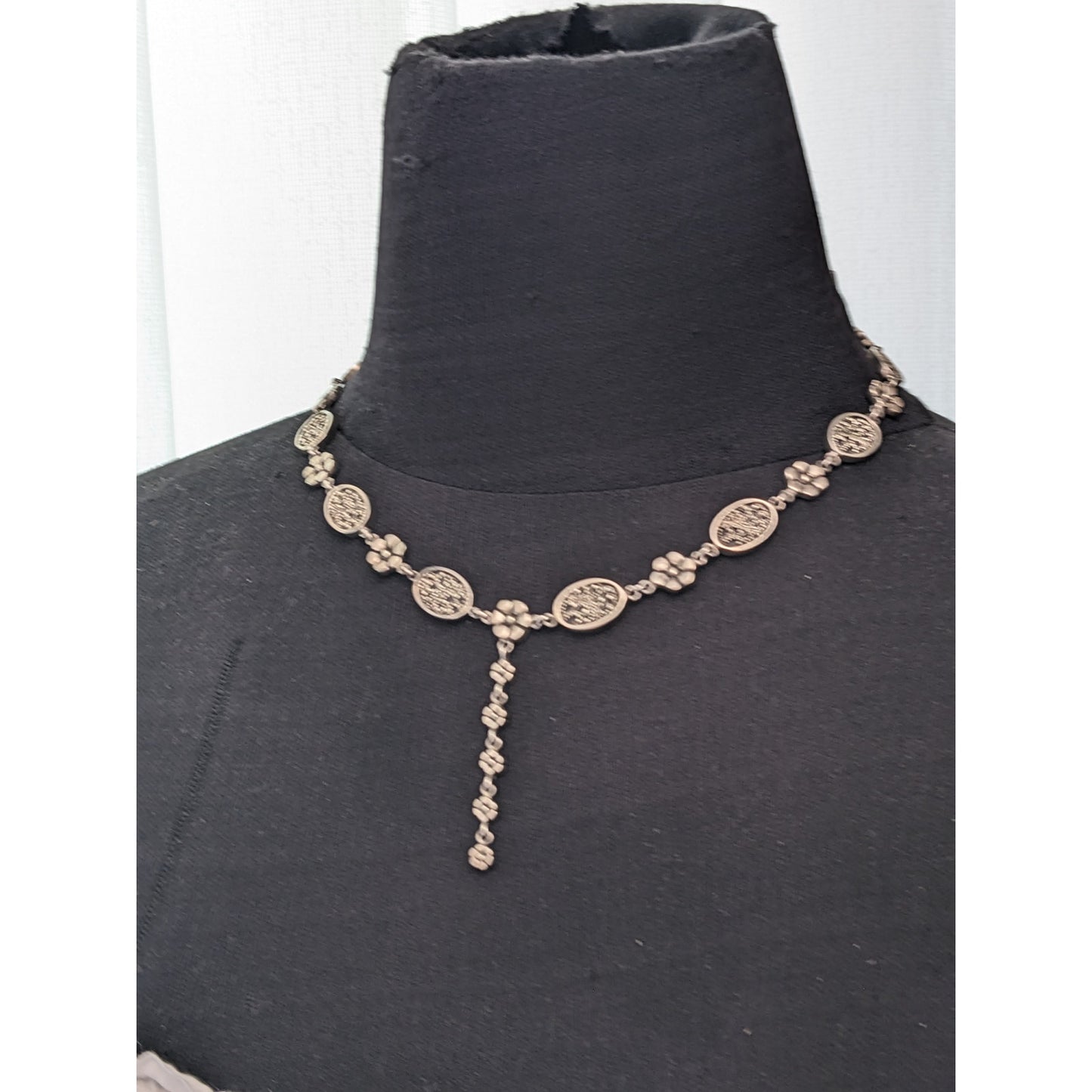 Vintage Sterling Silver 925 Lois Hill Daisy Flower Drop Necklace 16-18in