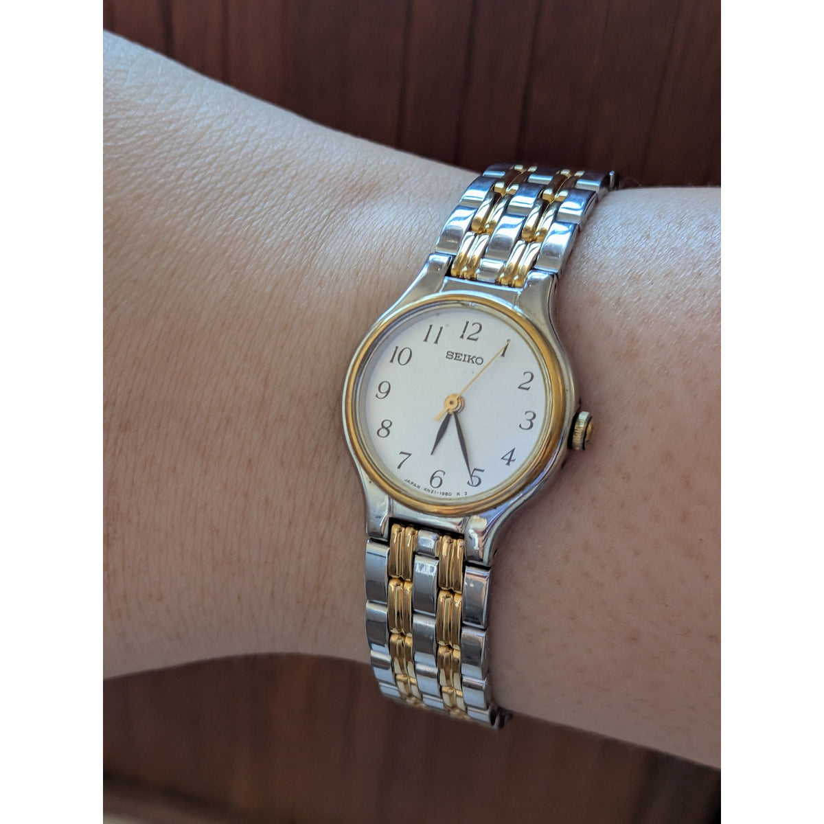 FLAW Vintage 1990s Seiko 4N21-0960 Two Tone Quartz Watch