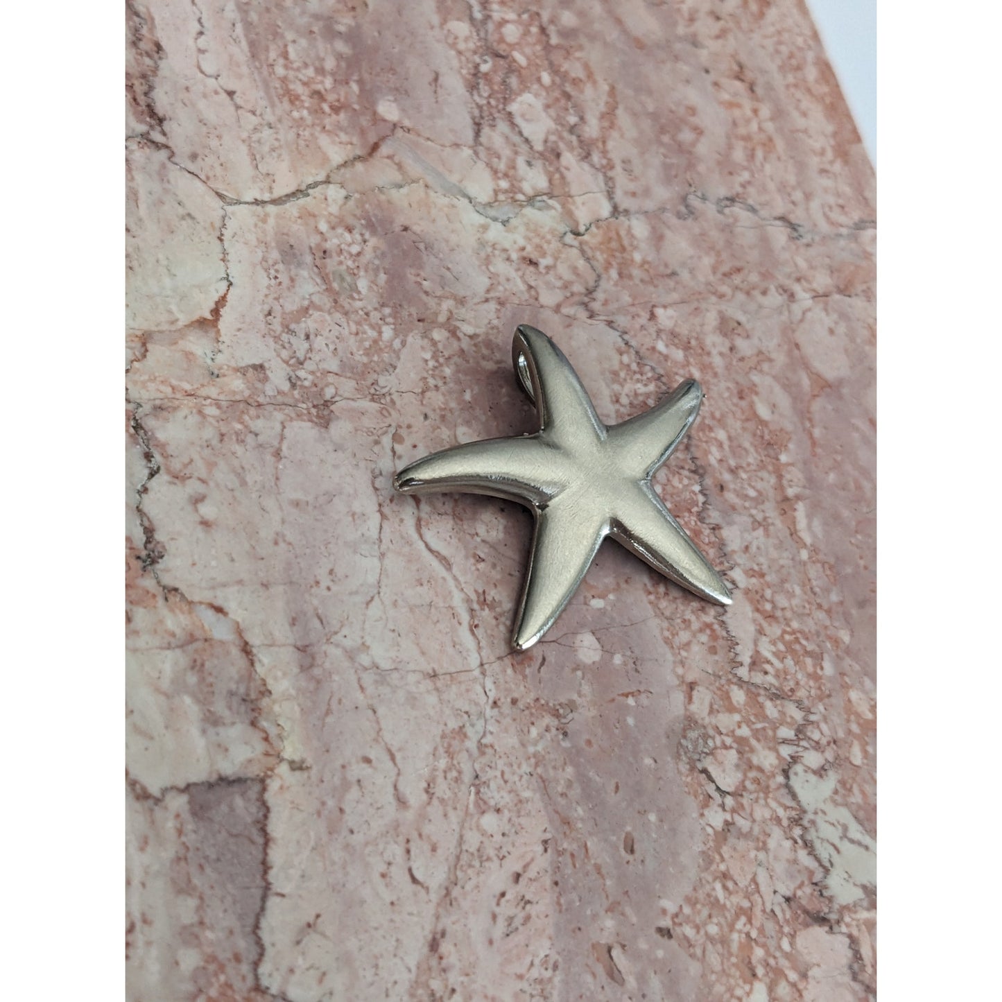 Vintage 14k White Gold Starfish Slide Pendant Charm