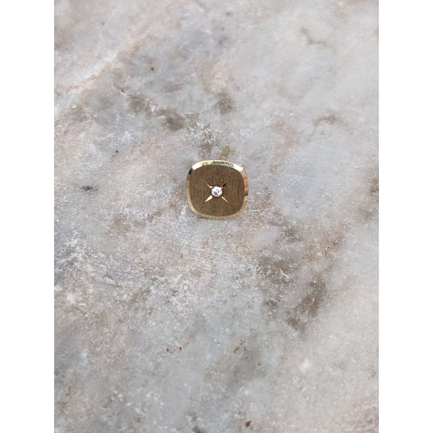 Vintage Unmarked 14k Yellow Gold Diamond Starburst Pin NO PUSHBACK