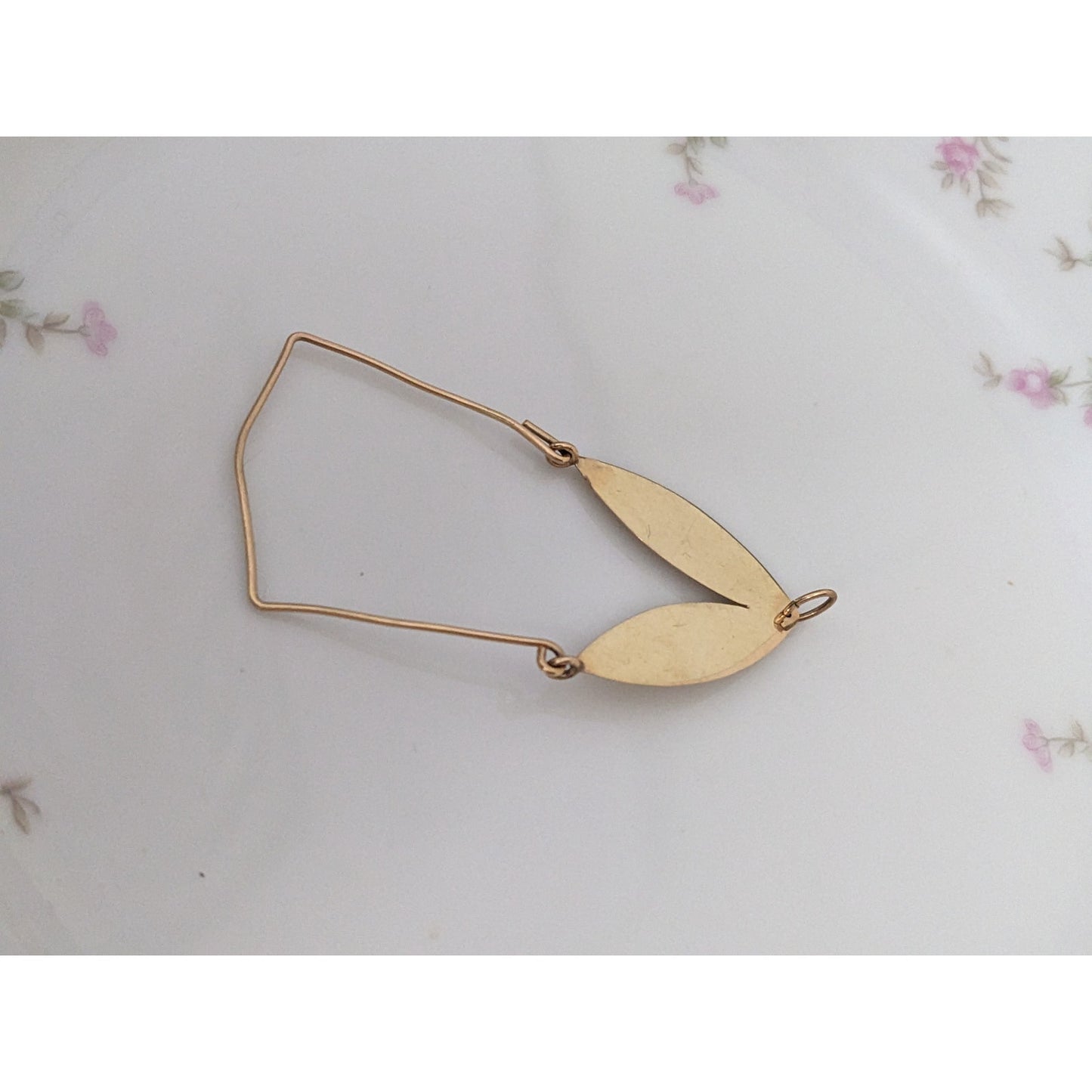 Vintage 14k Yellow Gold Two Leaf Charm Holder Pendant