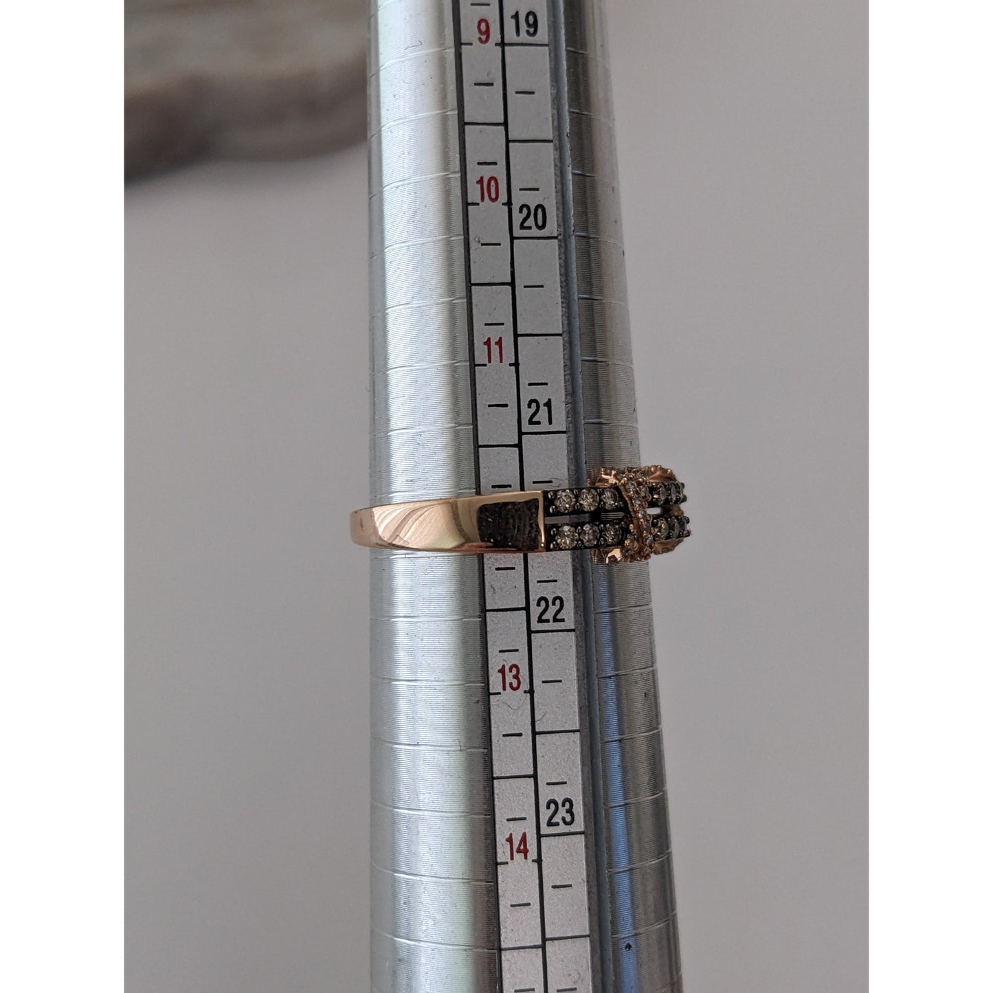 Estate 14k Rose Gold Le Vian Light Brown Diamond Ring Size 12