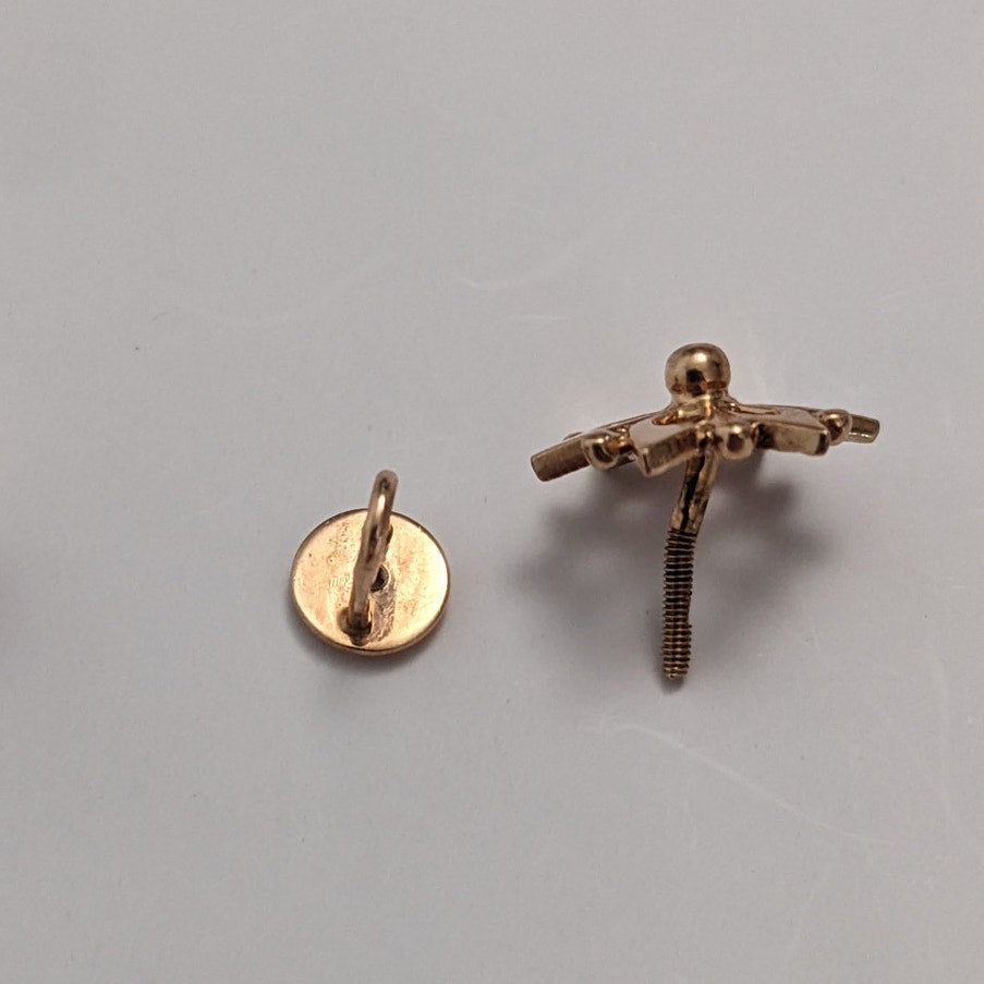Vintage 14k Rose Gold Flower Shaped Stud Screw Back Earrings