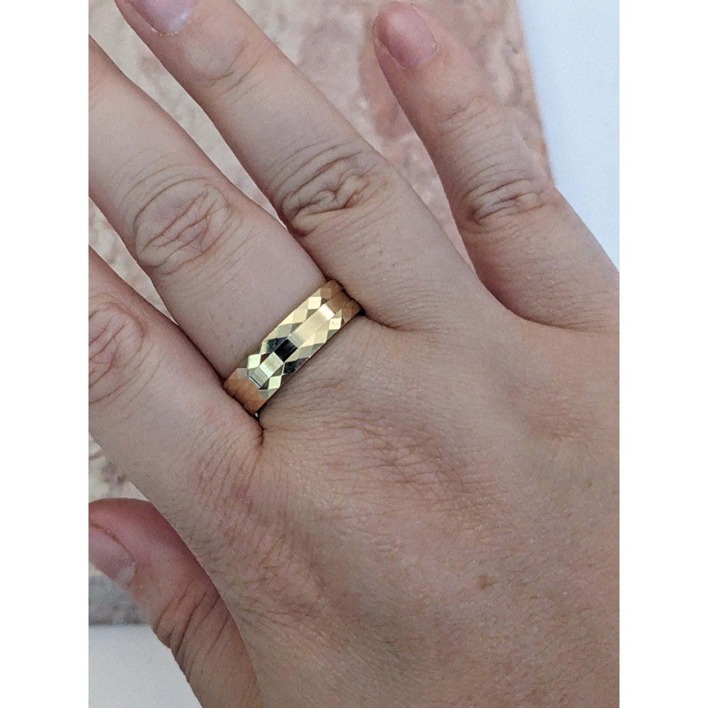 Estate 14k Yellow Gold Polished Center with Geometric Sides Ring Size 9.75