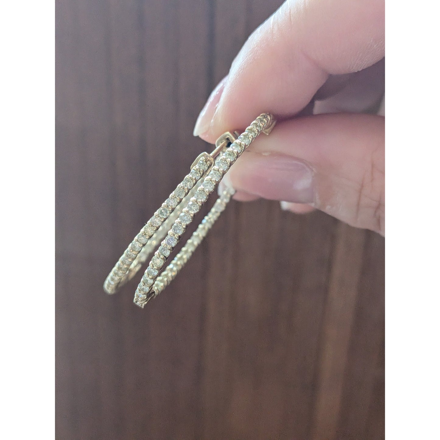 14K Solid Yellow Gold Natural Diamond Hoop Earrings 1.73 CTTW J/SI Round Cut