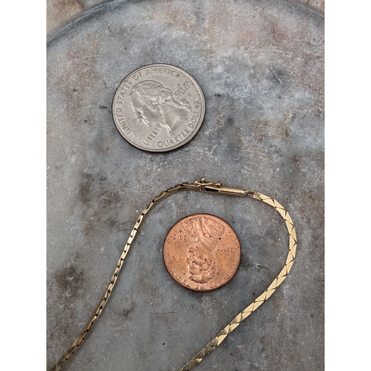 Vintage Unmarked 14k Yellow Gold Triangle Link Chain Necklace 16.5in