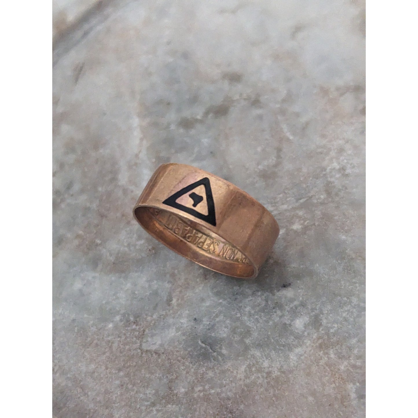 Vintage 10k Rose Gold 14th Degree Scottish Rite Masonic Ring Latin Motto Size 11