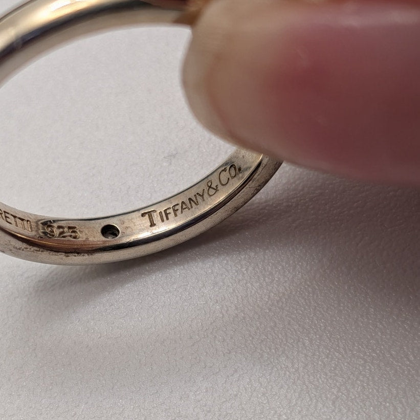 Estate 925 Tiffany & Co Elsa Peretti 2.5mm Size 5 Ring 0.1ct Diamond
