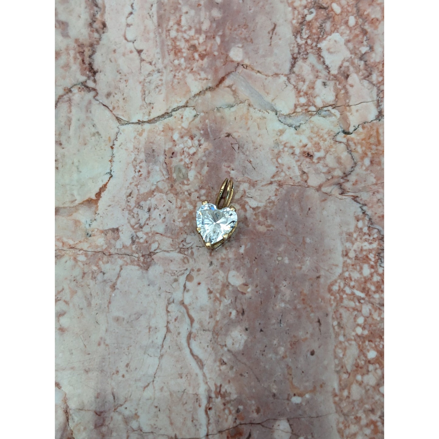 Estate 14k Yellow Gold Tiny Dainty Heart Shaped CZ Pendant