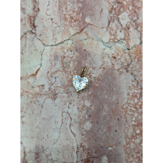 Estate 14k Yellow Gold Tiny Dainty Heart Shaped CZ Pendant