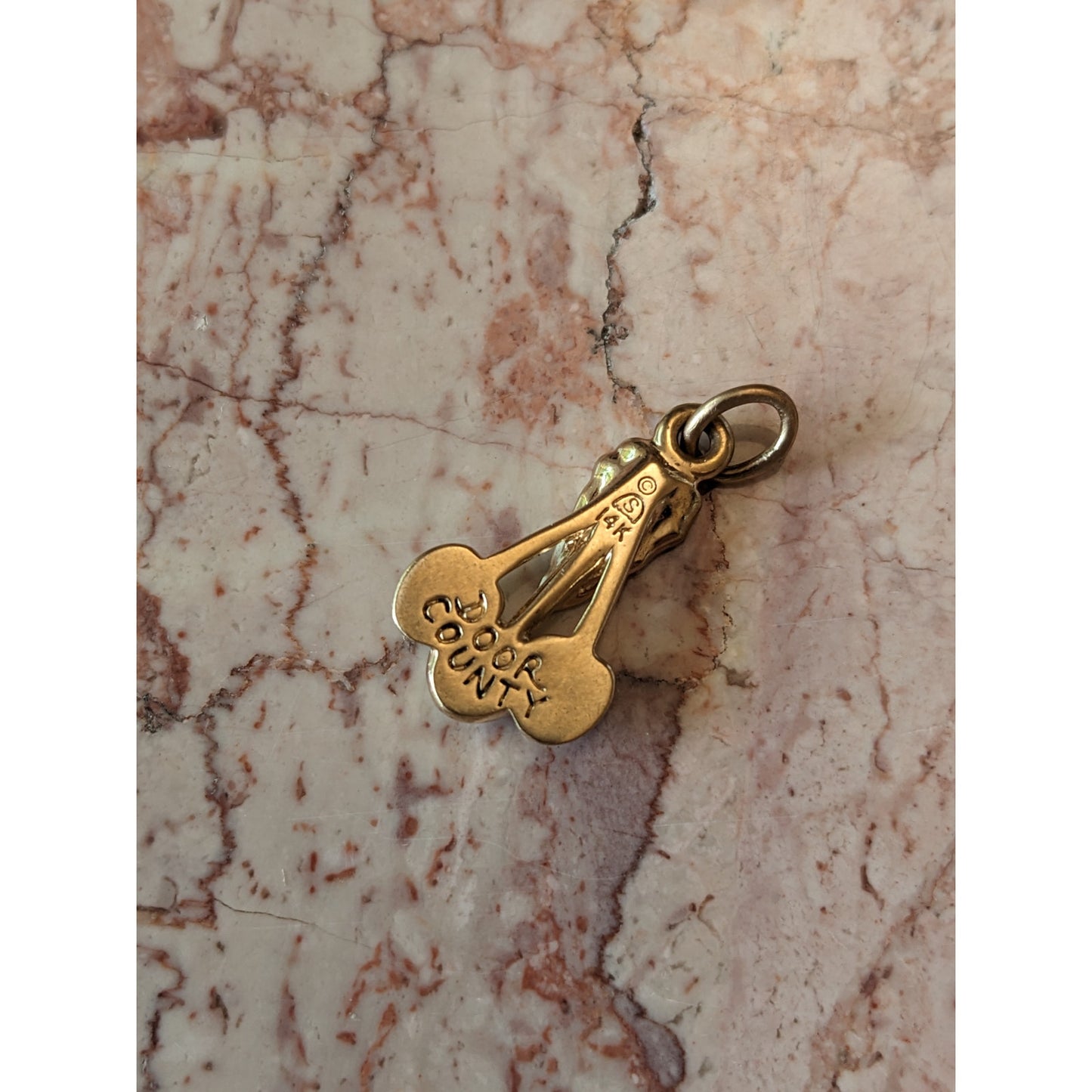 Vintage 14k Yellow Gold Door County Cherry Fruit Charm or Pendant