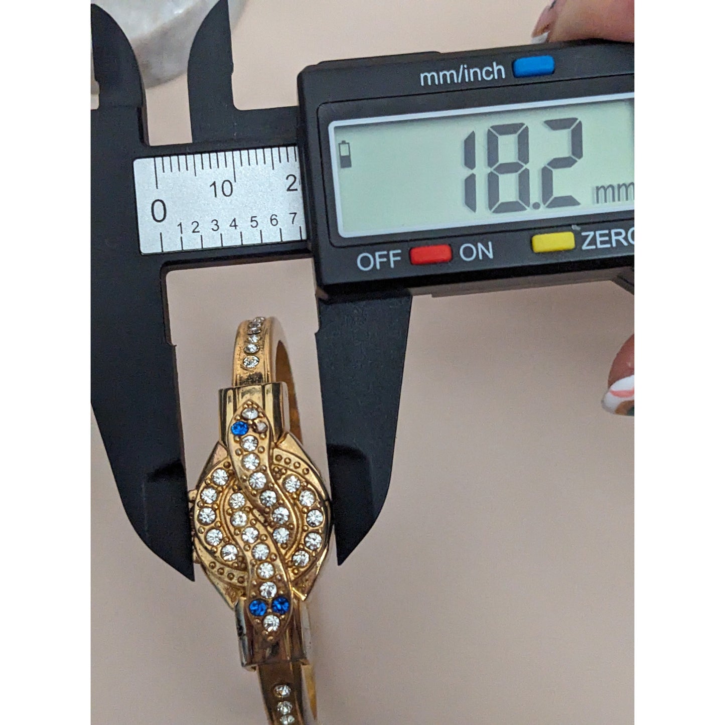 Vintage Andre Mouche Silver Tone Bangle Watch with Blue Floral Enamel Working