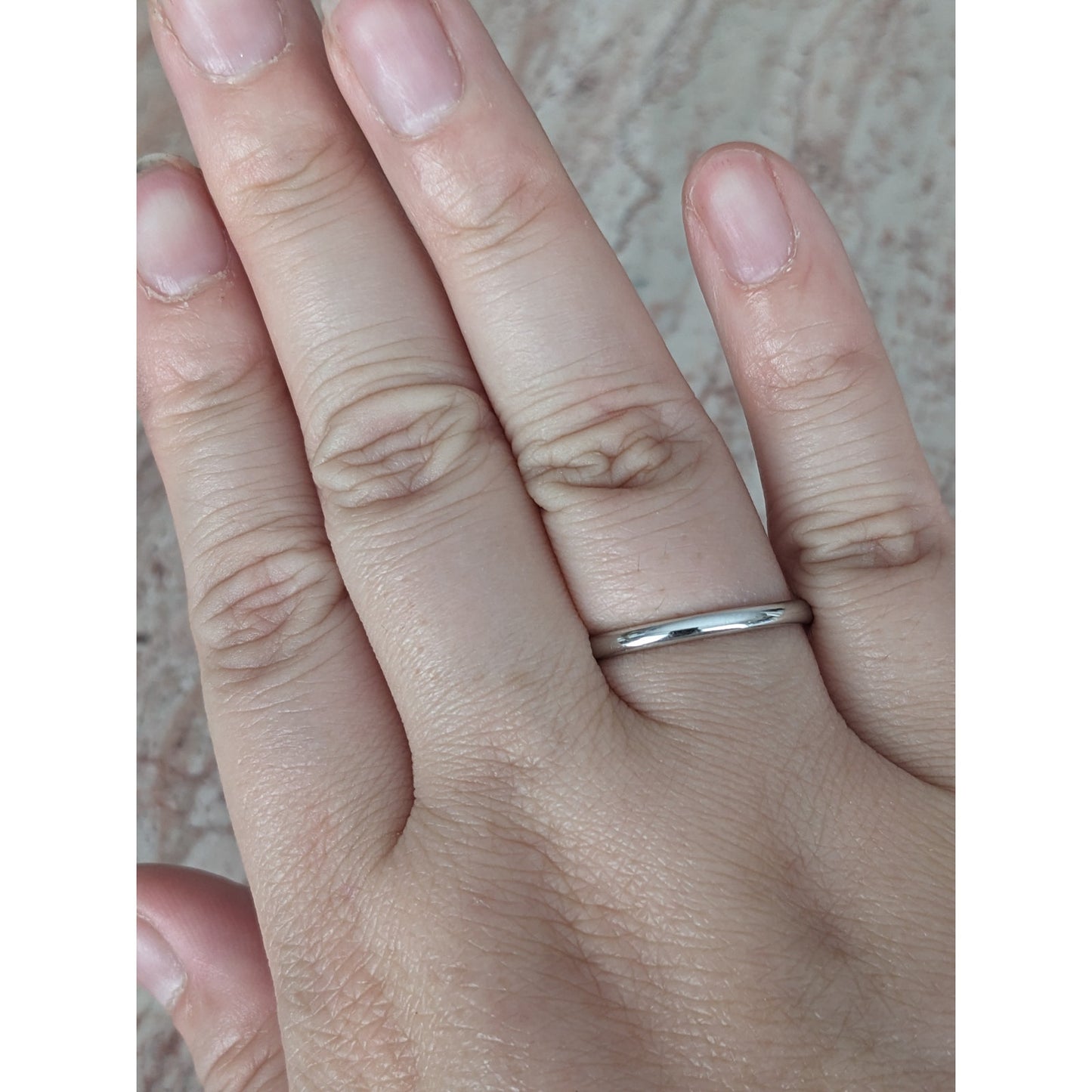 Estate 14k White Gold Thin 2mm Wide Simple Dainty Wedding Band Ring Size 8.75