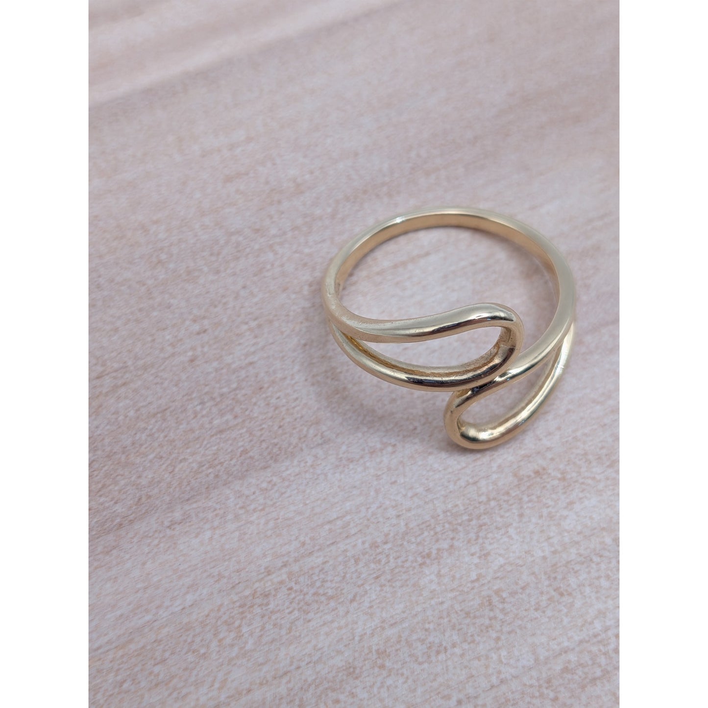 Estate 14k Yellow Gold Minimal Geometric Bypass Ring Size 6.75