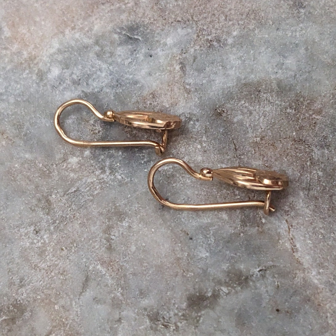 Vintage 1990s 14k Rose Gold Leaf Pattern Earrings