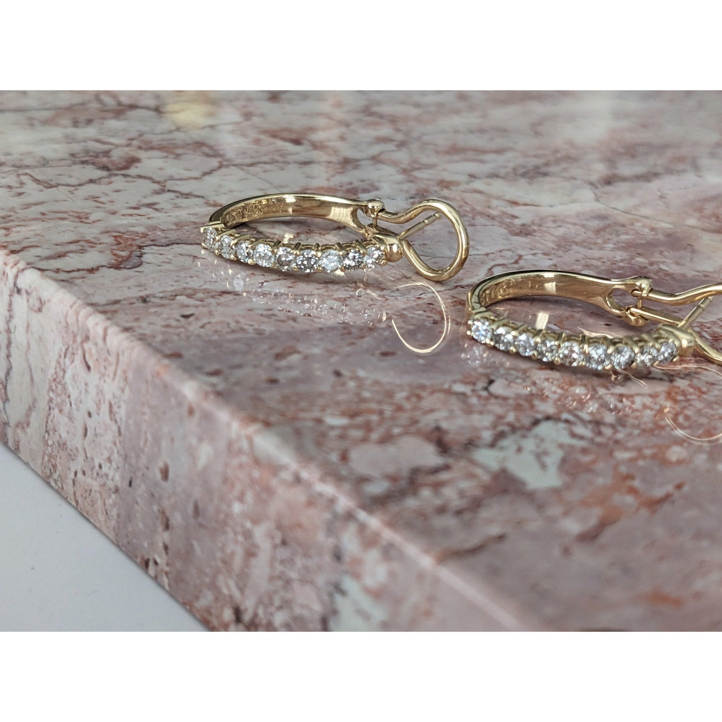 Vintage 14k Yellow Gold 0.75 CTW Natural Diamond Huggie Earrings