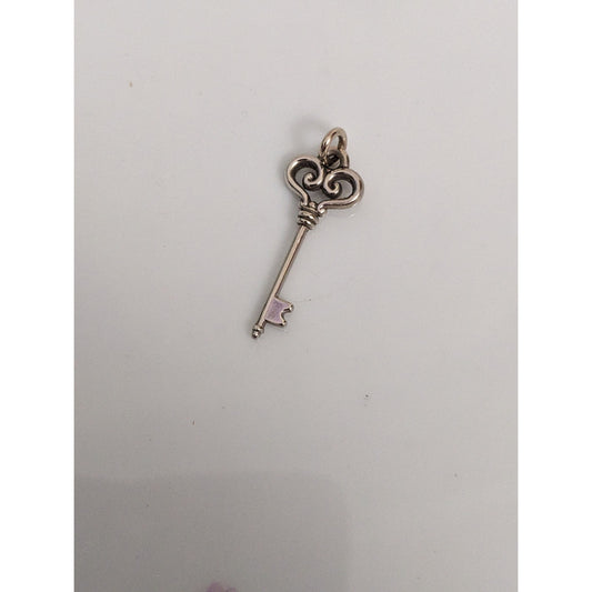 Vintage 14k White Gold Victorian Style Skeleton Key Pendant