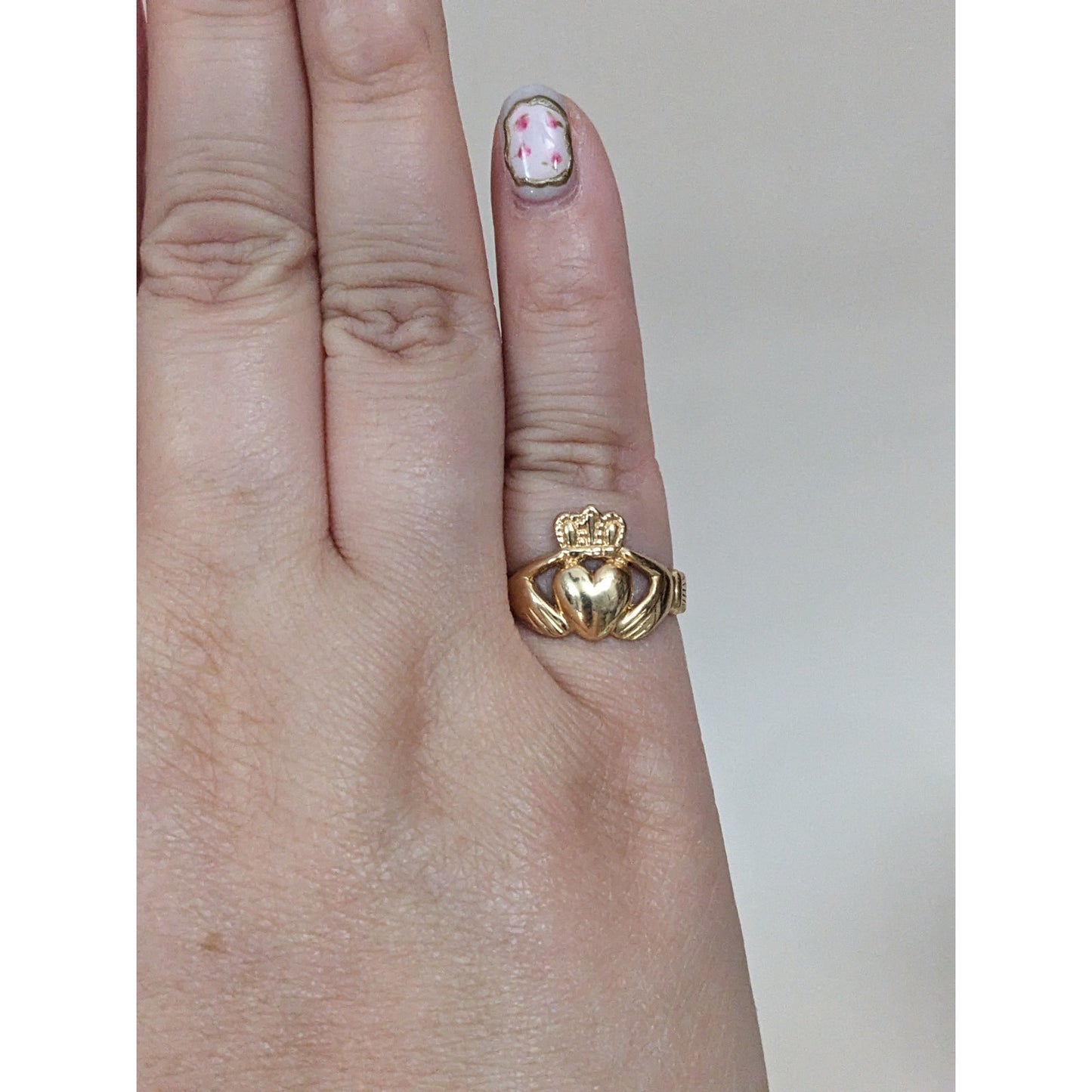 Vintage 14k Yellow Gold Fede Gimmel Claddagh Ring Size 5.75