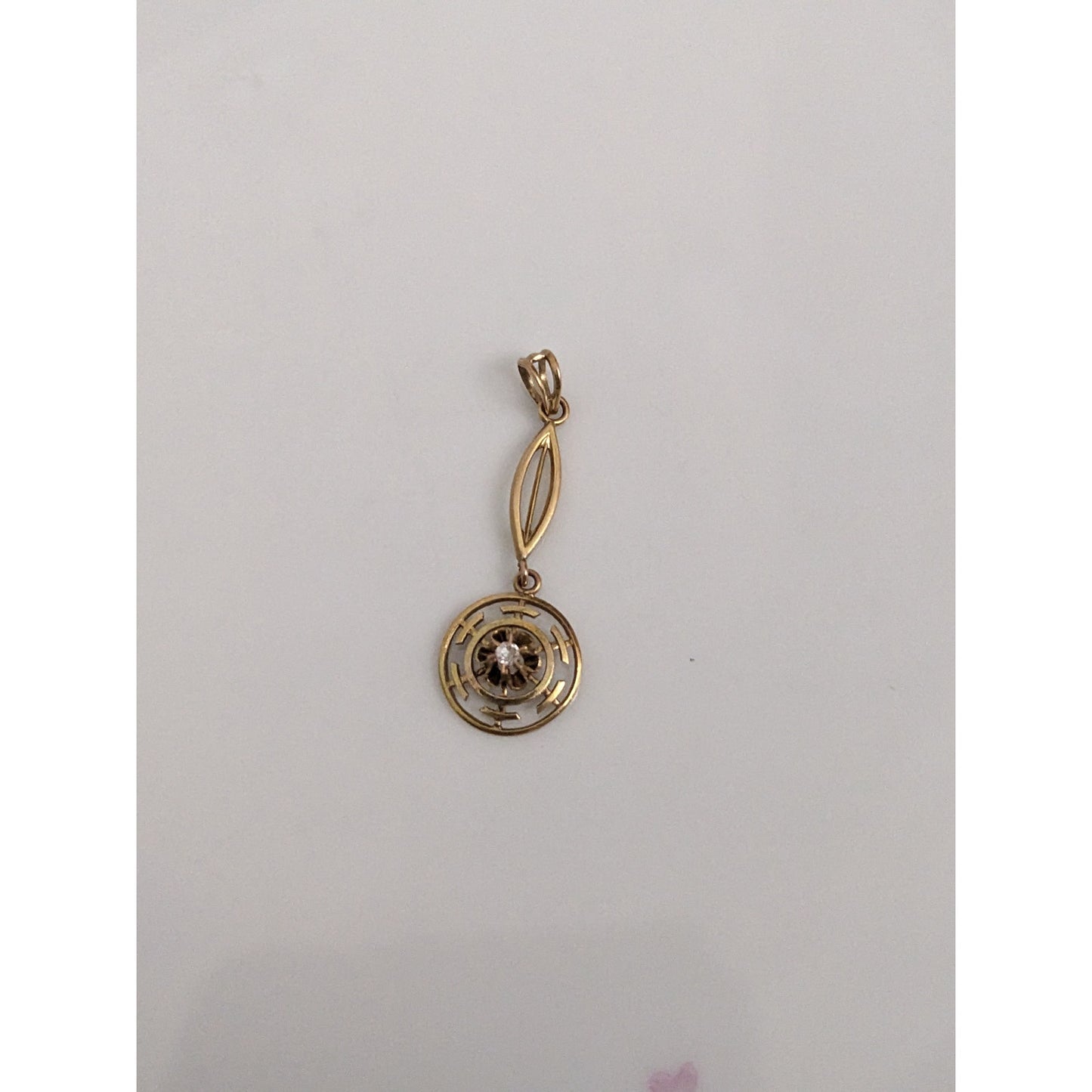 Victorian 10k Yellow Gold Lavaliere Pendant with Tiny Diamond