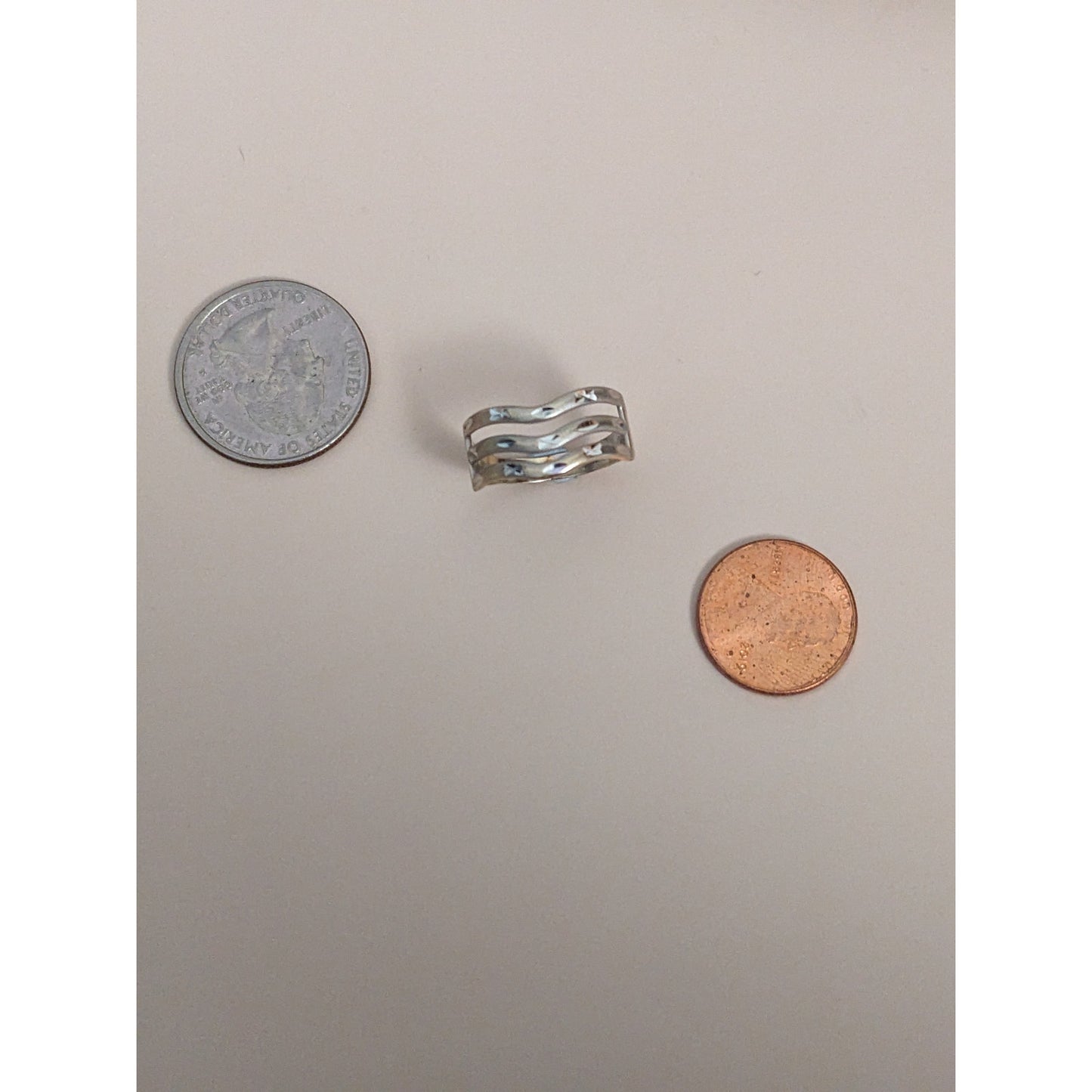 Vintage 14k White Gold Wave 3 Layer Ring Size 7