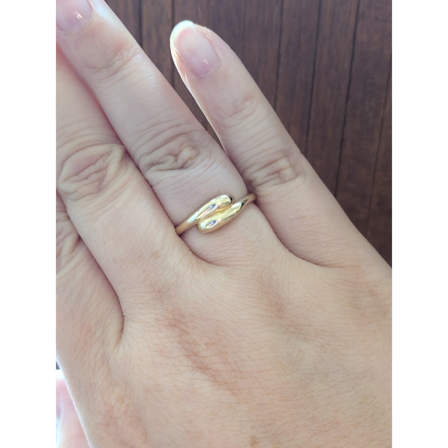 Estate 14k Yellow Gold Double Dome Teardrop Ring Size 6.5