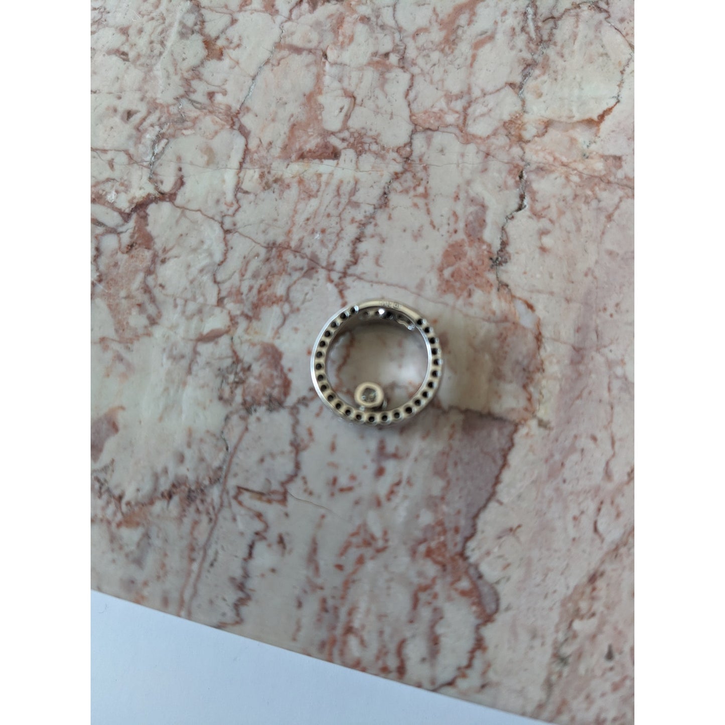 Estate 14k White Gold Circle of Life Pendant Natural Diamonds