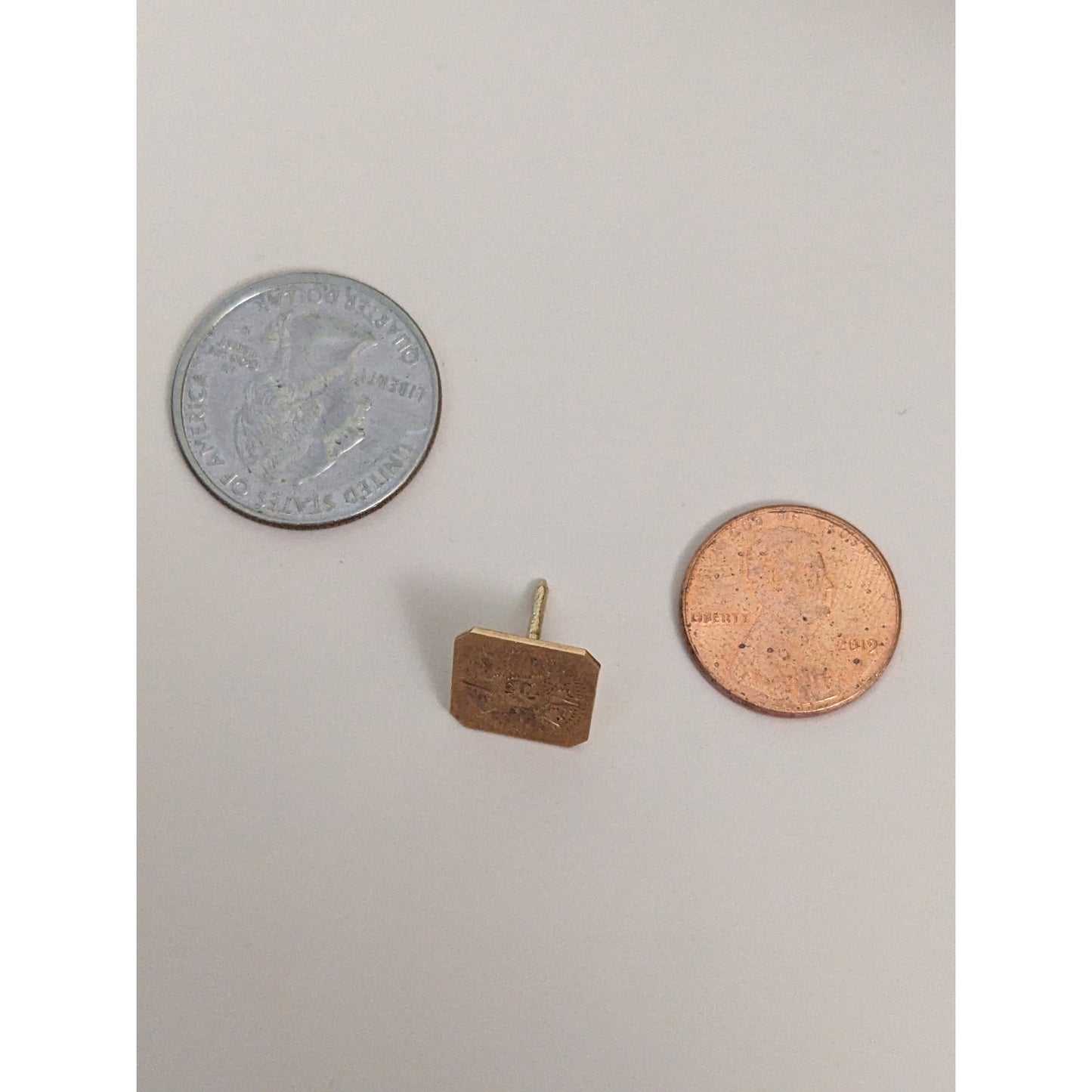 Vintage 14k Yellow Gold Mexico Aztec Mayan Sun God Etched Pin