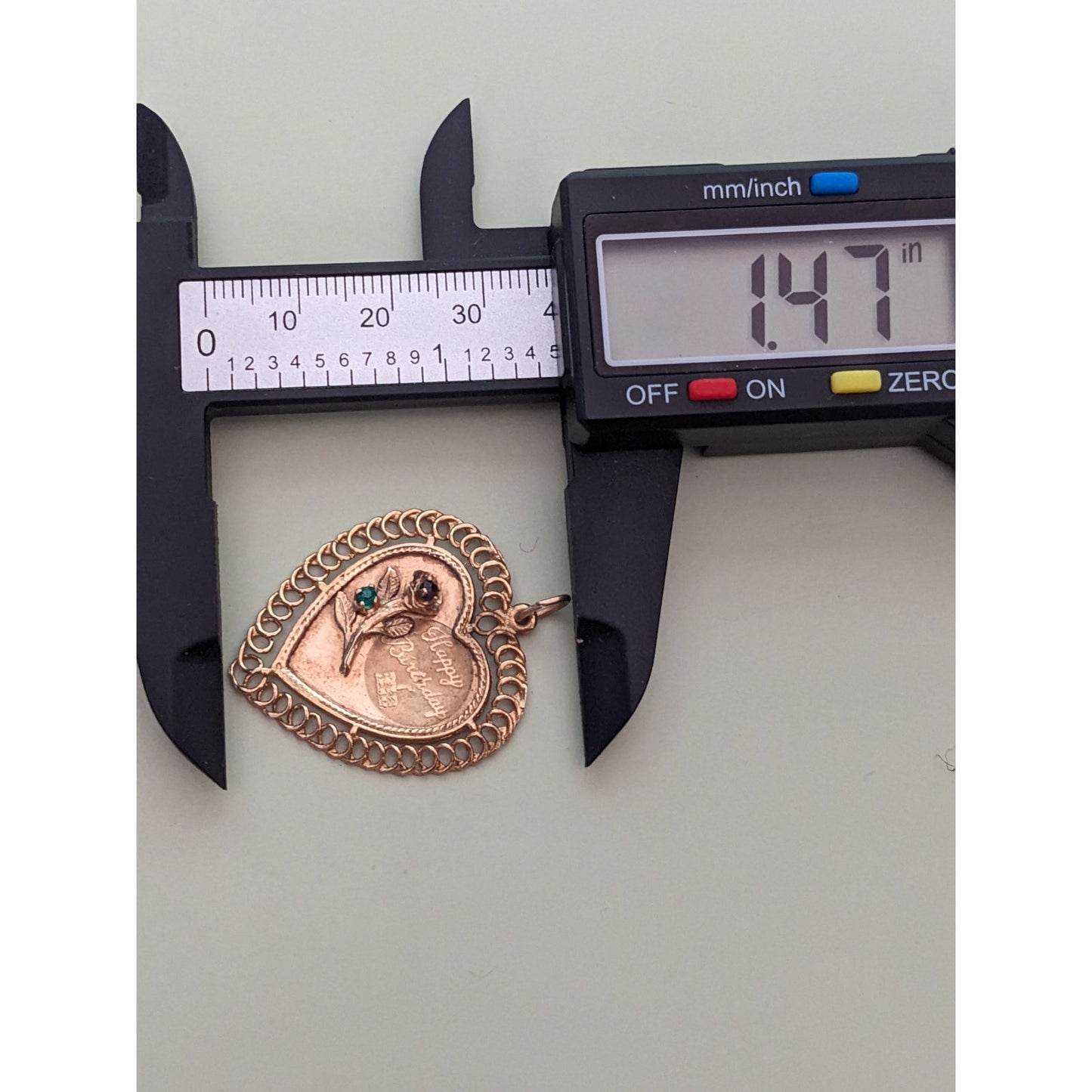 Vintage 14k Yellow Gold Jeweled "Happy Birthday" with Flower Pendant