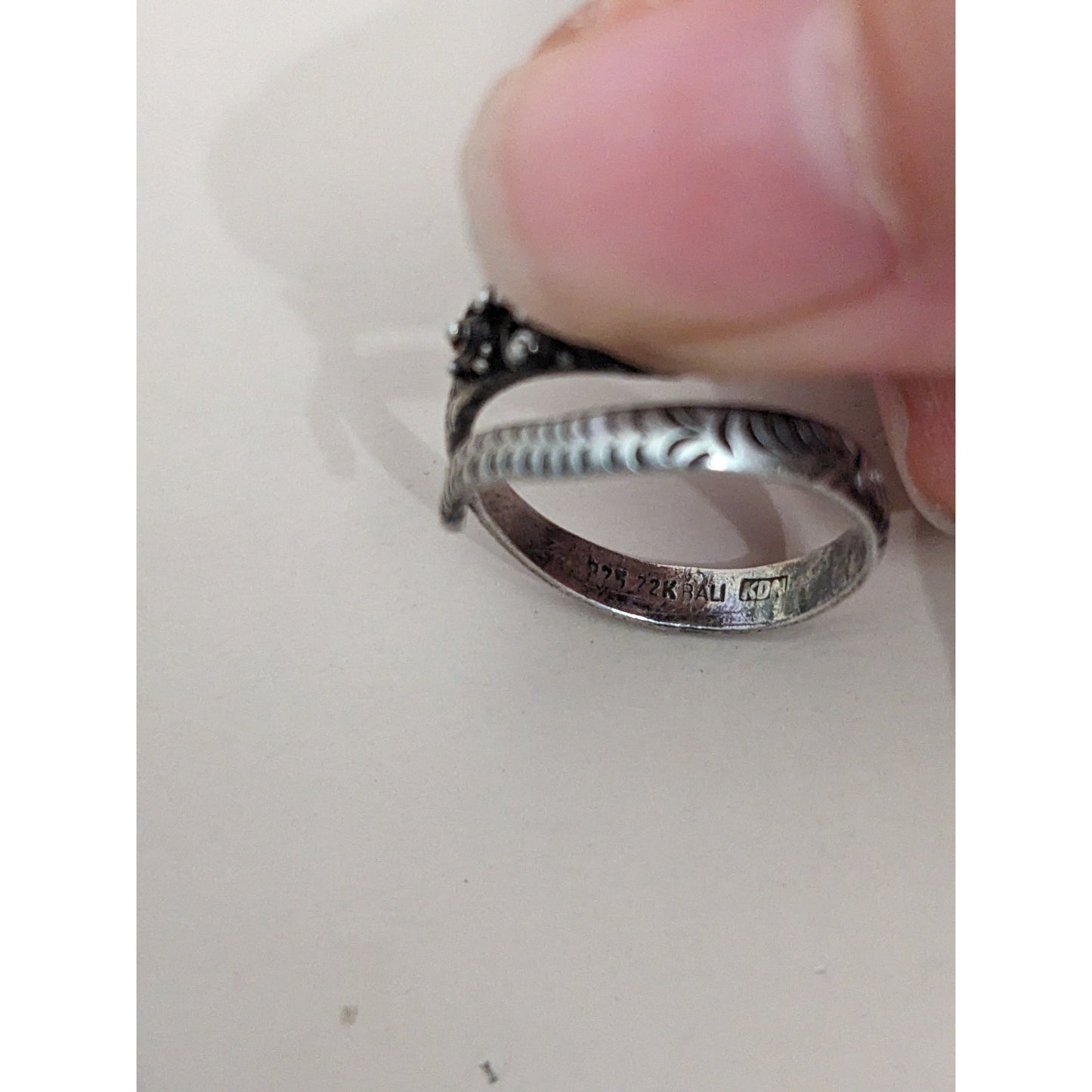Vintage 925 Sterling Silver and 22k Gold Accent Dragon Amethyst Ring Size 6