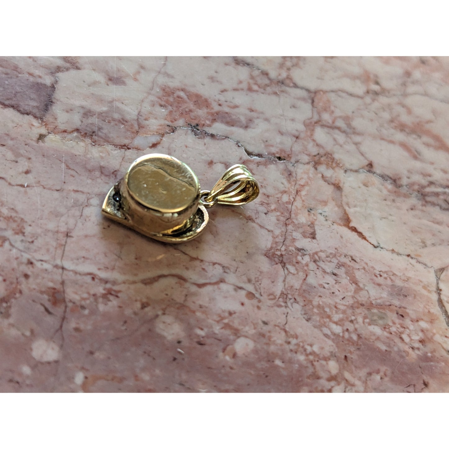 Vintage 14k Yellow Gold Heart Charm with Evil Eye and White Stone Accents