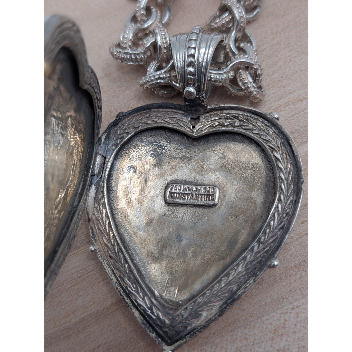 Konstantino Heart Locket Necklace in Sterling Silver w/ 18K Gold Accents